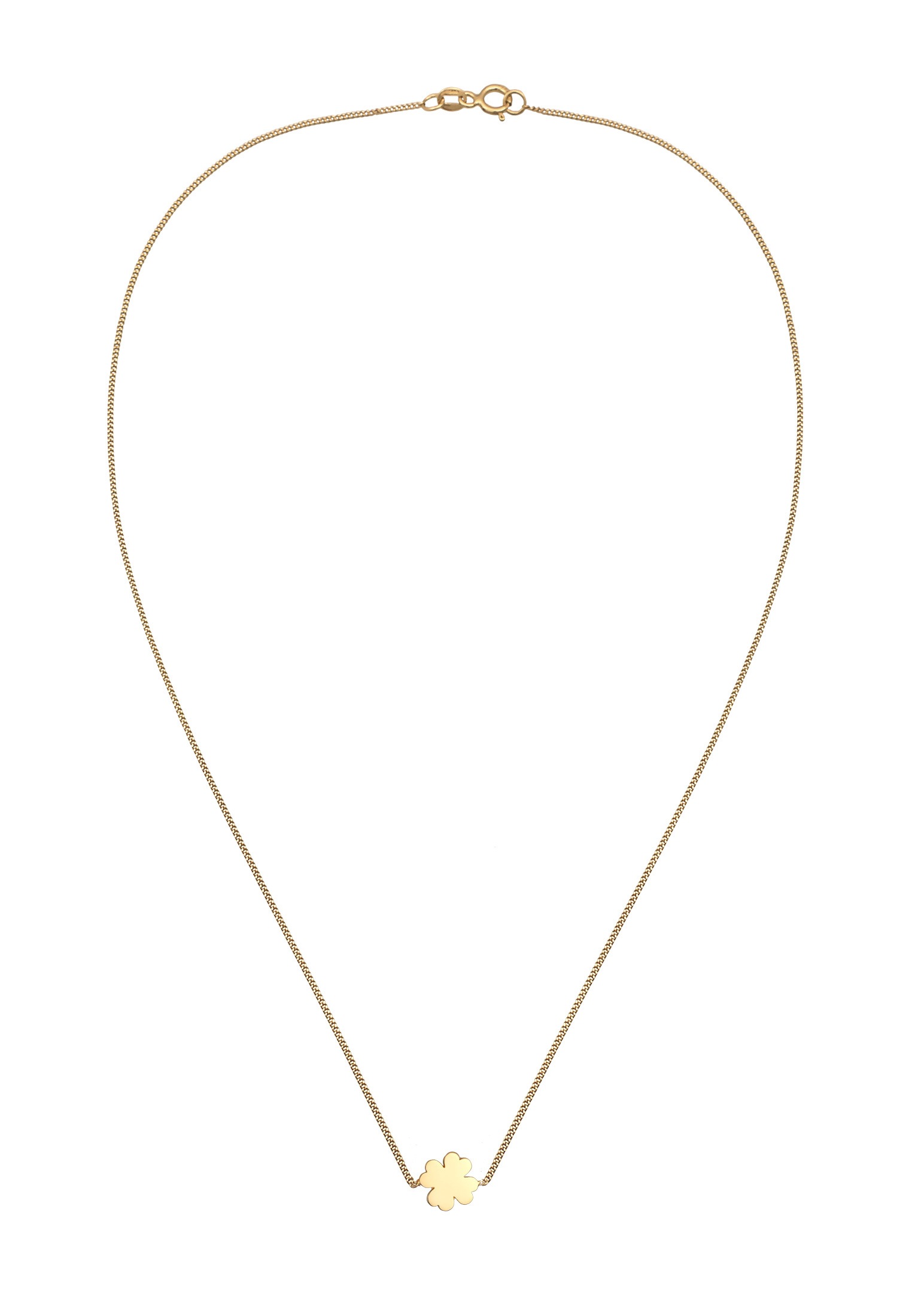 Elli Premium Kette mit Anhänger »Halskette Kleeblatt Glücksbringer Talisman 585 Gelbgold«
