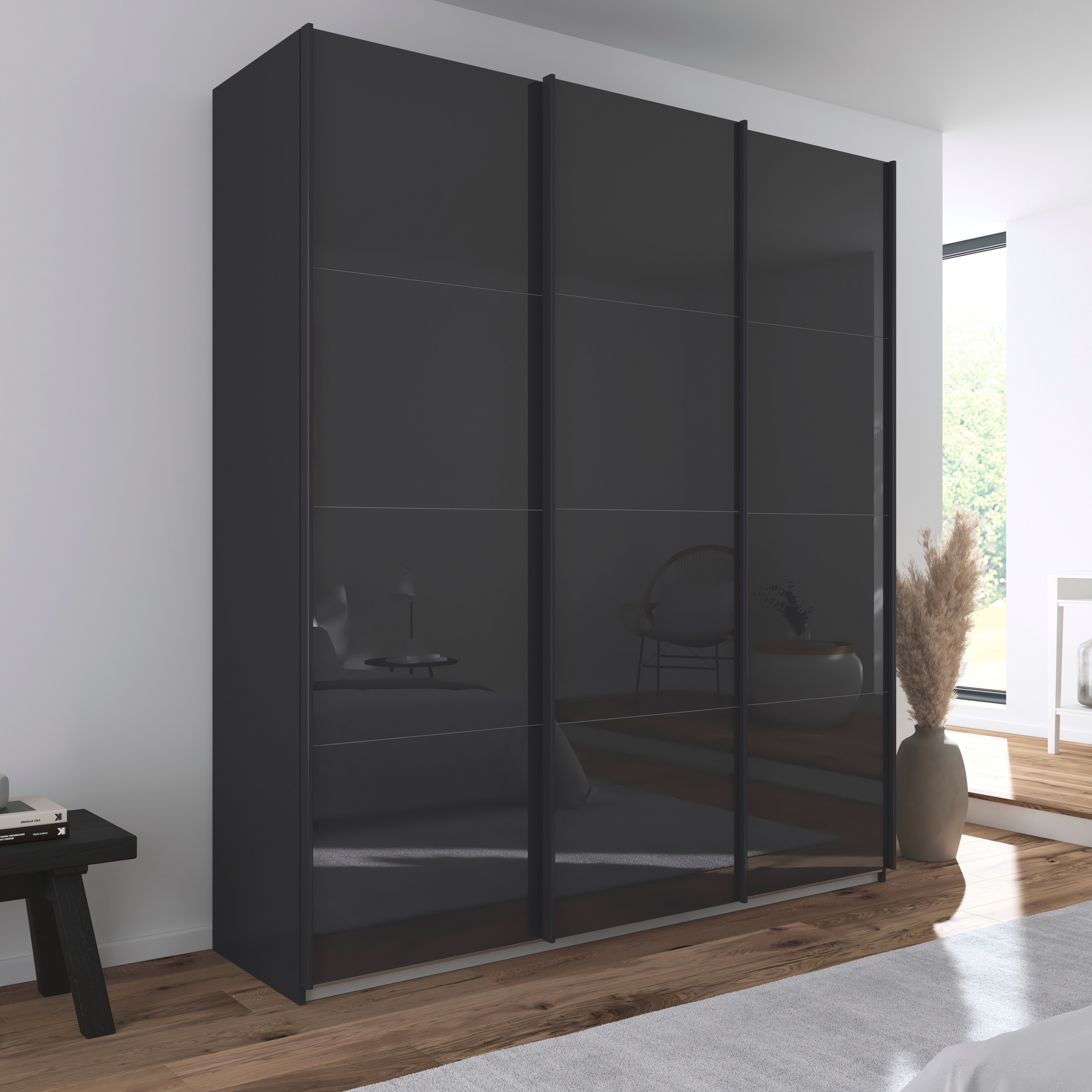 rauch Schwebetürenschrank »Kleiderschrank Schrank Garderobe AGORDO mit Glasfront«, durchdachte Innenausstattung, in 4 Breiten und 2 Höhen MADE IN GERMANY