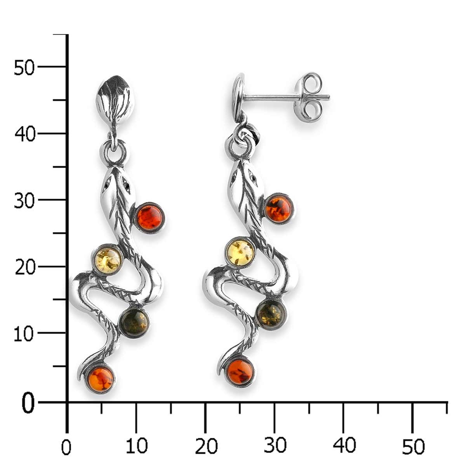 OSTSEE-SCHMUCK Paar Ohrhänger »- Schlange - Silber 925/000 - Bernstein«