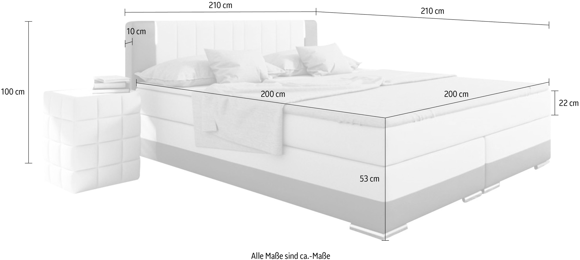 SalesFever Bett, LED-Beleuchtung im Kopfteil, Lounge Bett inklusive Visco-Topper