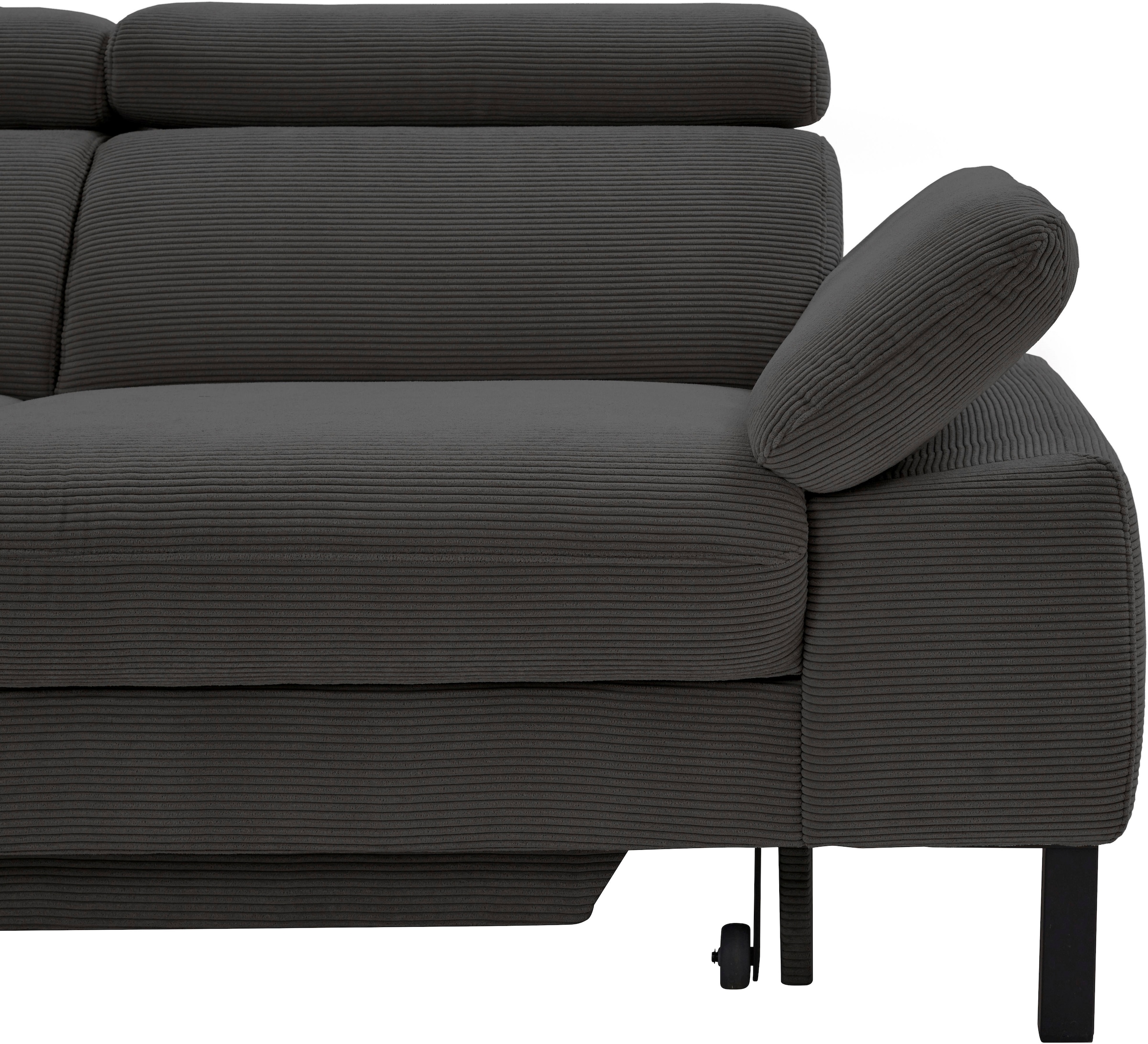 Home affaire Ecksofa »Arnayon mit Querschläfer-Bettfunktion, Schlafsofa, großer Bettkasten«, manuelle Kopfteilverstellung, Tonnentaschen-Federkern, Feincord L-Form