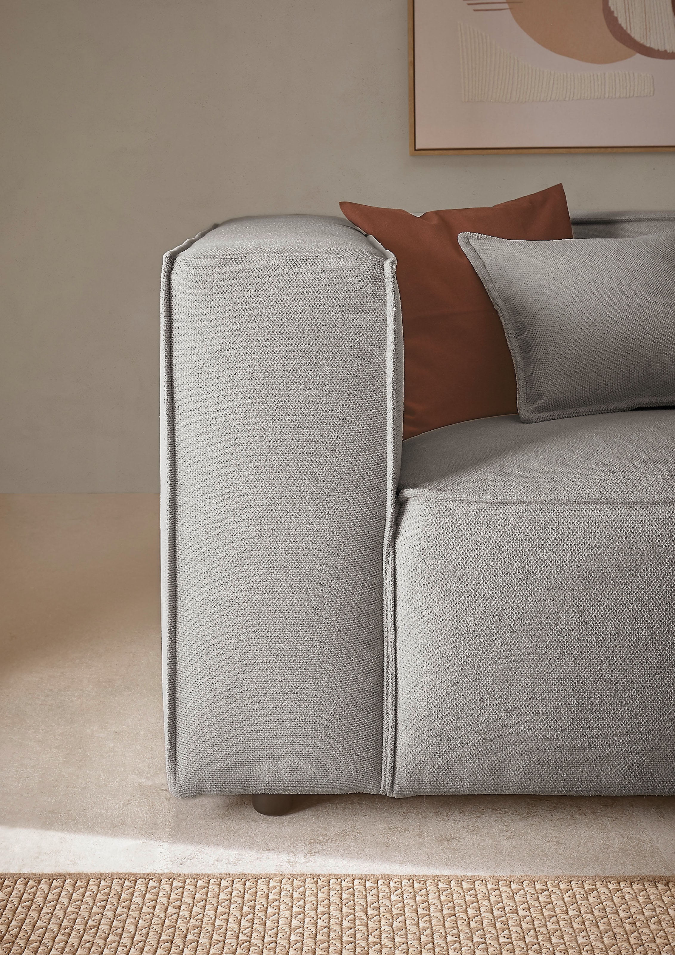 LeGer Home by Lena Gercke 3-Sitzer »PIARA, Struktur, Couch mit Kedernaht« schwarze Füße, bequemer Sitzkomfort