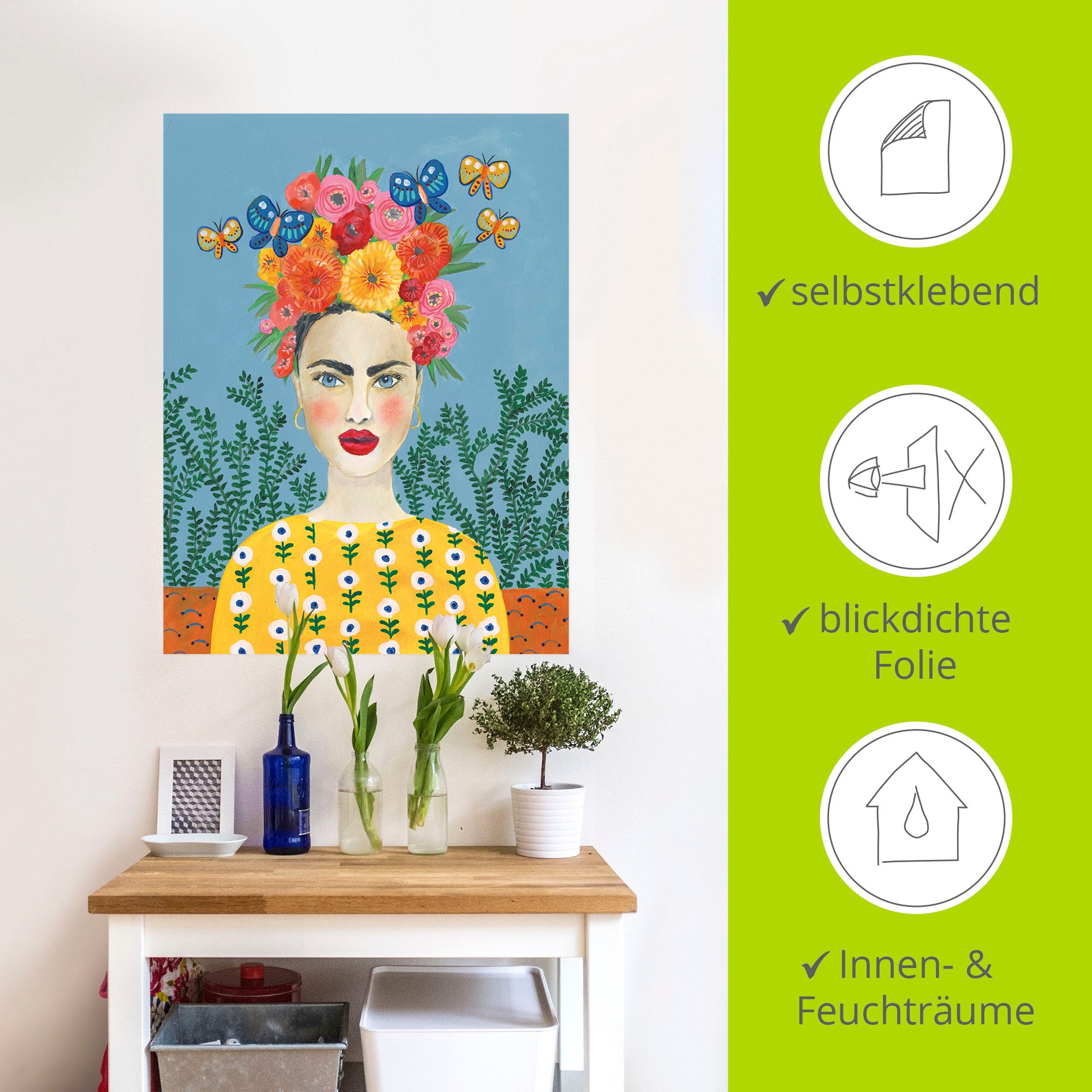 Artland Wandbild »Frida-Kopfschmuck I«, Bilder von Frauen, (1 St.), als Leinwandbild, Poster, Wandaufkleber in verschied. Größen