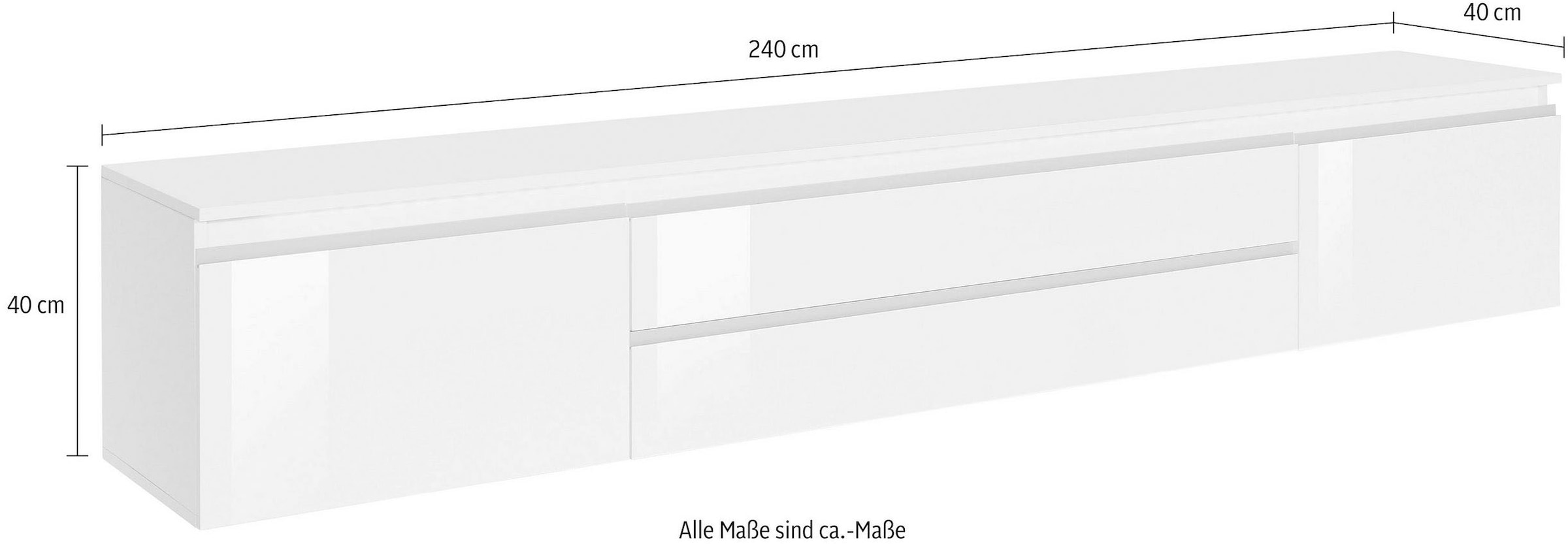 Home affaire Lowboard »Magic,Lowboard,TV-Kommode,TV-Möbel,TV-Bank« Alugriff, 2 Türen, 2 Schubkästen, B/T/H 240×40×40 cm, kaschmir matt