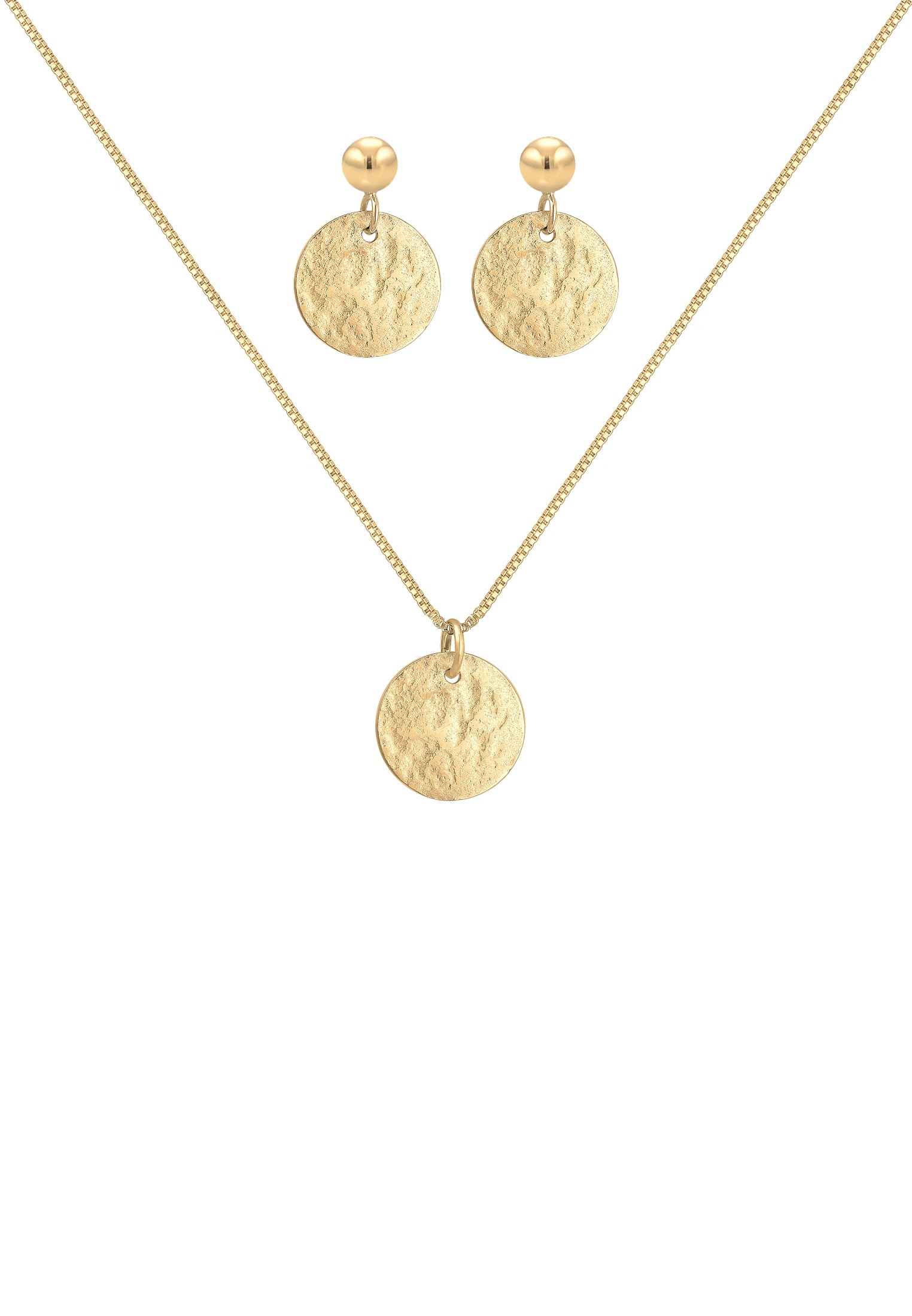 Elli Ohrring und Ketten Set »Schmuckset Plättchen Organic Kette Ohrhänger 925 Silber«
