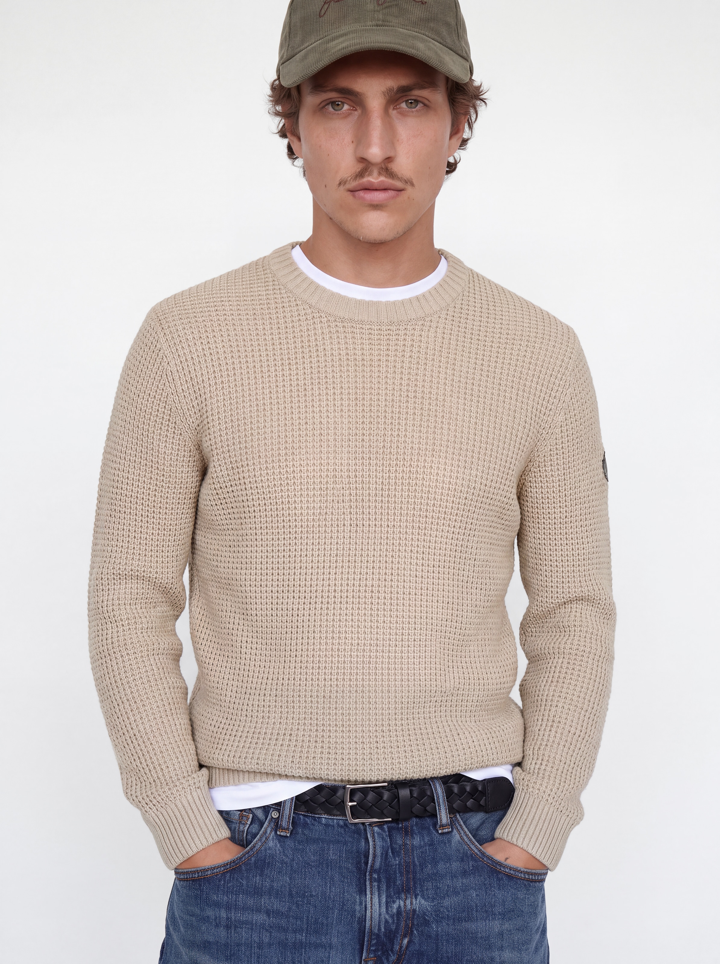 Jack & Jones Rundhalspullover »JJLUKE KNIT CREW NECK AW26« Materialmix, regular fit