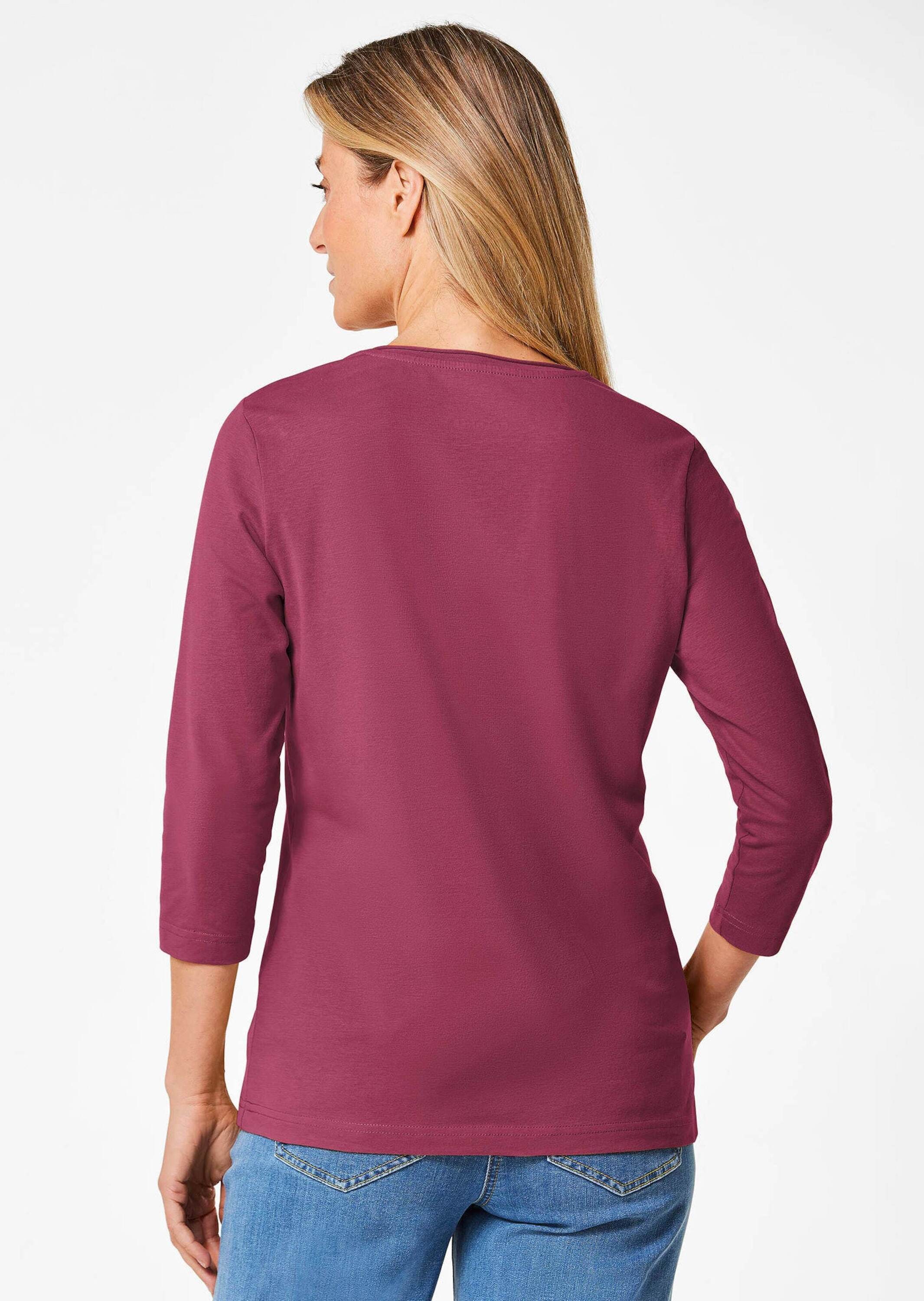 GOLDNER Kurzarmshirt »Kurzgröße Shirt mit V-Ausschnitt«