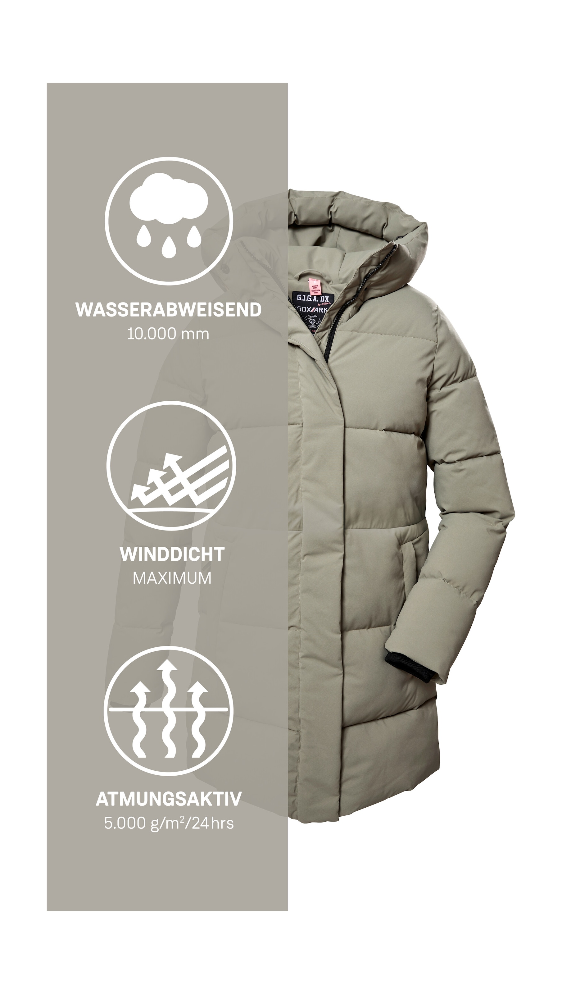 G.I.G.A. DX by killtec Steppmantel »GW 1 WMN QLTD PRK« Damen Steppparka, winddicht, wasserabweisend, 10.000 mm Wassersäule