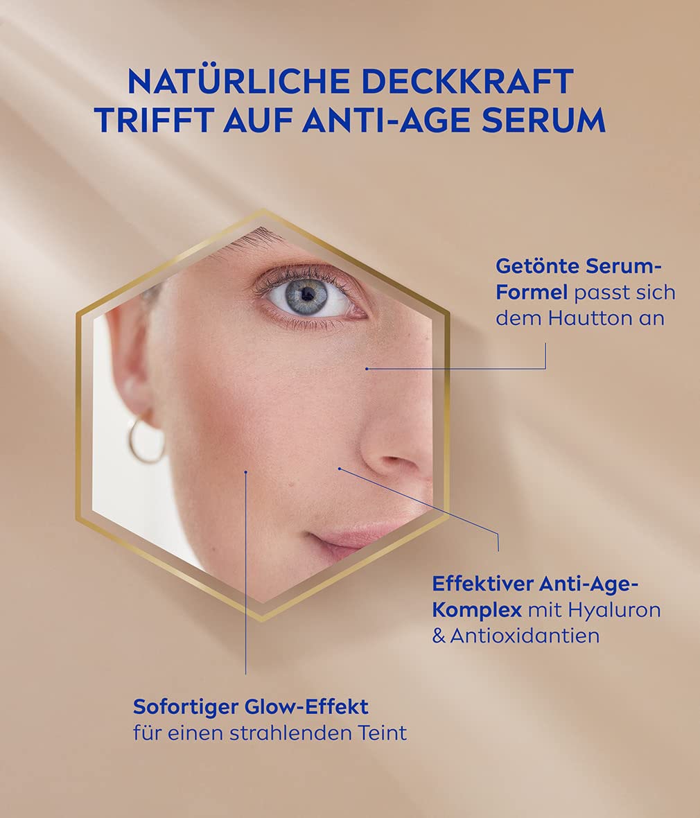 Nivea Foundation »Cellular 3in1 Hyaluron Serum Foundation«, Anti-Aging-Effekt, deckt Unreinheiten ab, spendet 12h Feuchtigkeit.