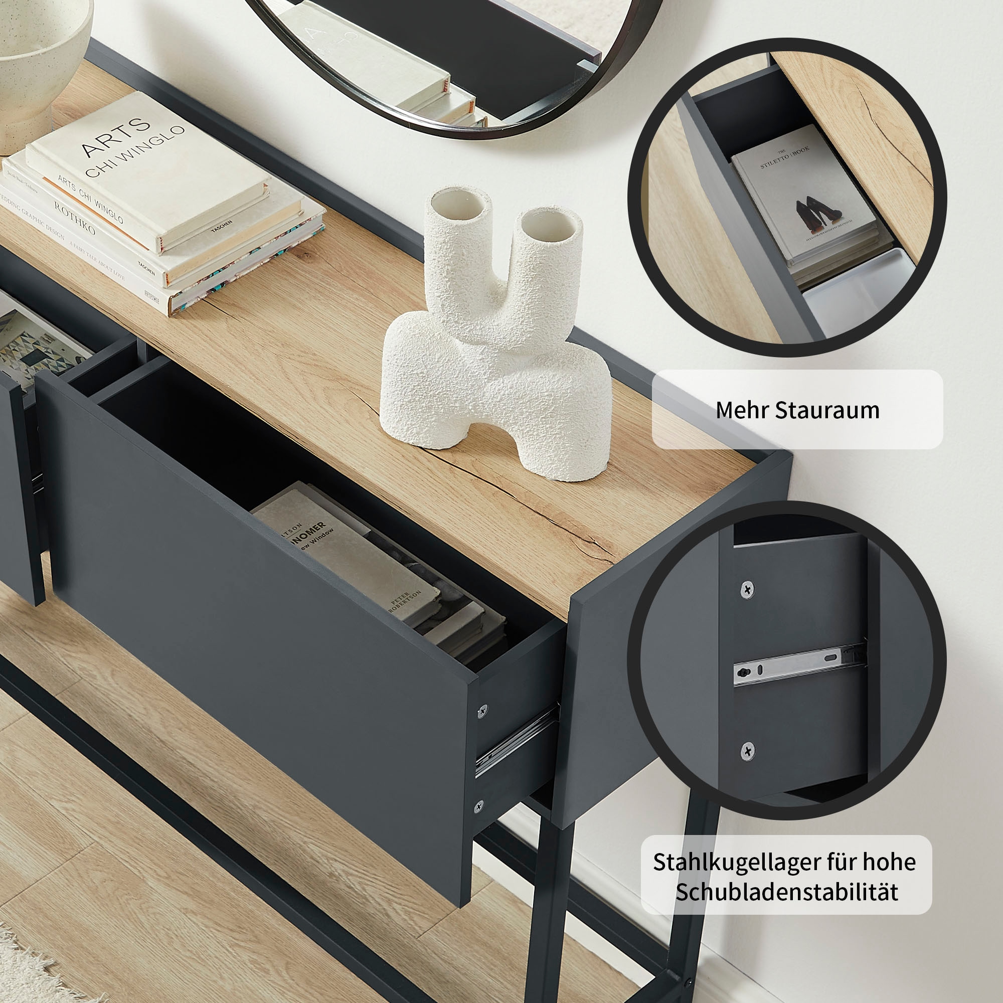 OTTO home Konsolentisch »Azly« pflegeleichte Melaminoberfläche, Metallgestell, Breite 120 cm