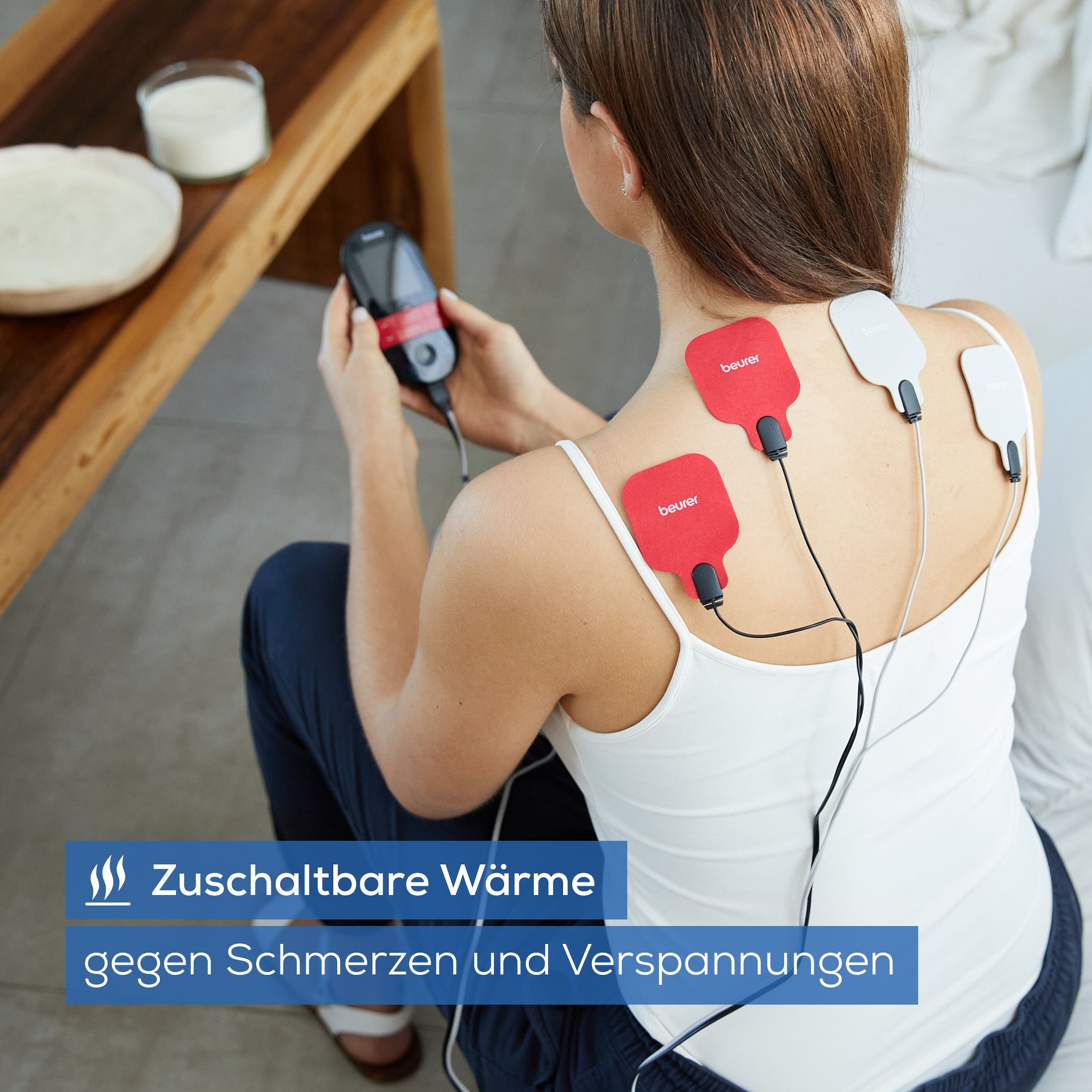 BEURER TENS-EMS-Gerät »EM 59, Reizstromgerät mit Wärmefunktion, 4 selbstklebende Elektroden«, 3-in-1: TENS (Schmerzlinderung), EMS (Muskelstimulation) und Massage