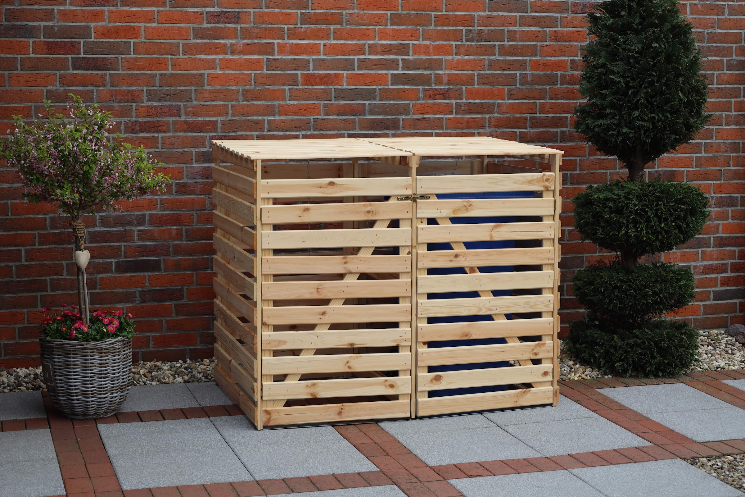 promadino Mülltonnenbox »Vario V« für 2 x 240 l, holzfarben