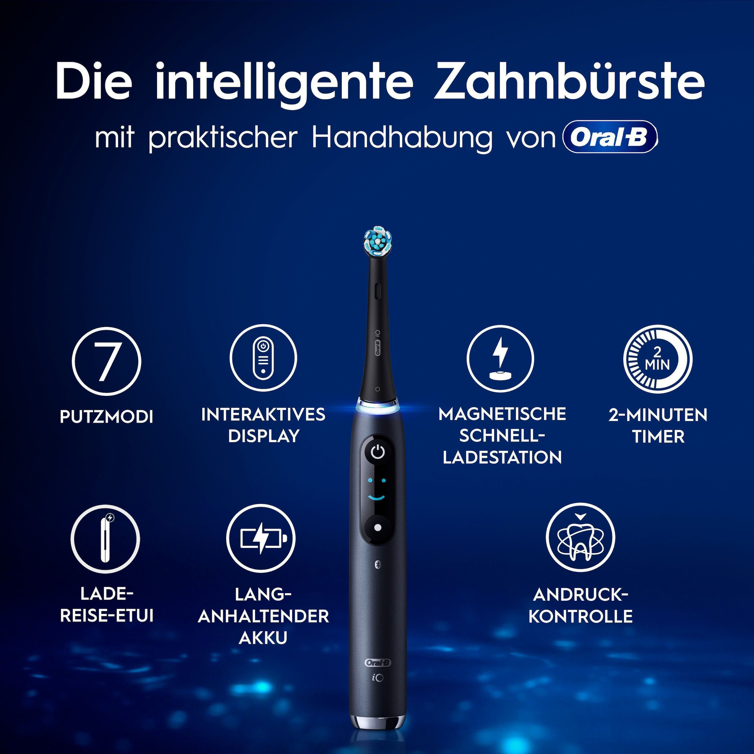 Oral-B Elektrische Zahnbürste »Oral-B iO Series 9« 2 Stk. Aufsteckbürsten 7 Putzmodi für Zahnpflege, 3D-Analyse, Farbdisplay & Lade-Reiseetui