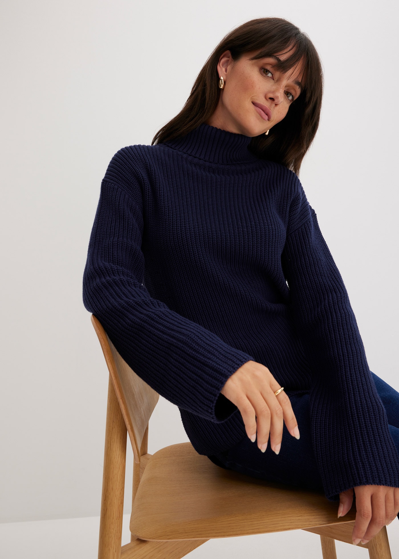 bonprix Rollkragenpullover »Rollkragenpullover aus reiner Baumwolle« Rollkragenpullover aus reiner Baumwolle