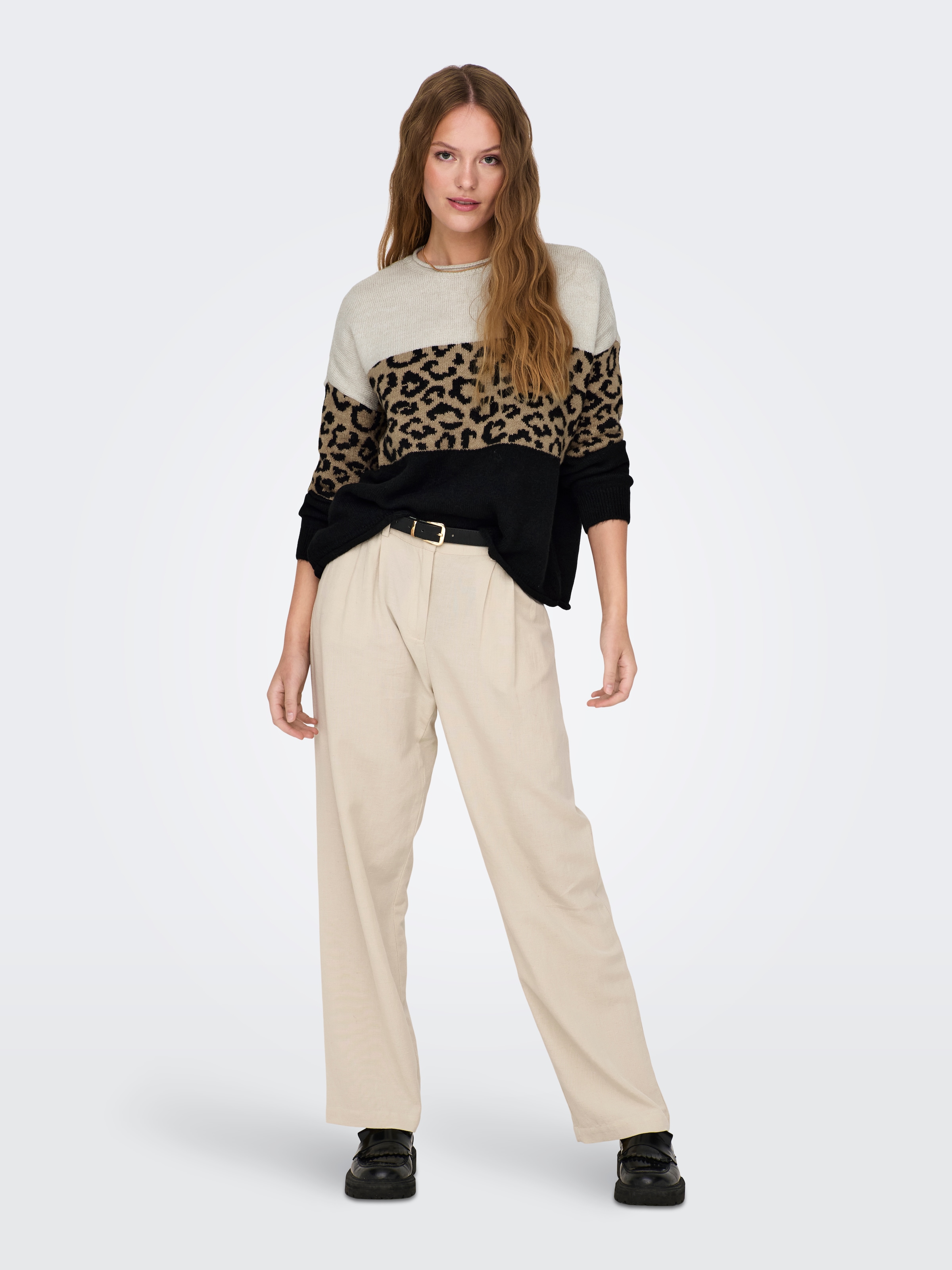 ONLY Rundhalspullover »ONLJADE ANIMAL LS O-NECK NOOS KNT«