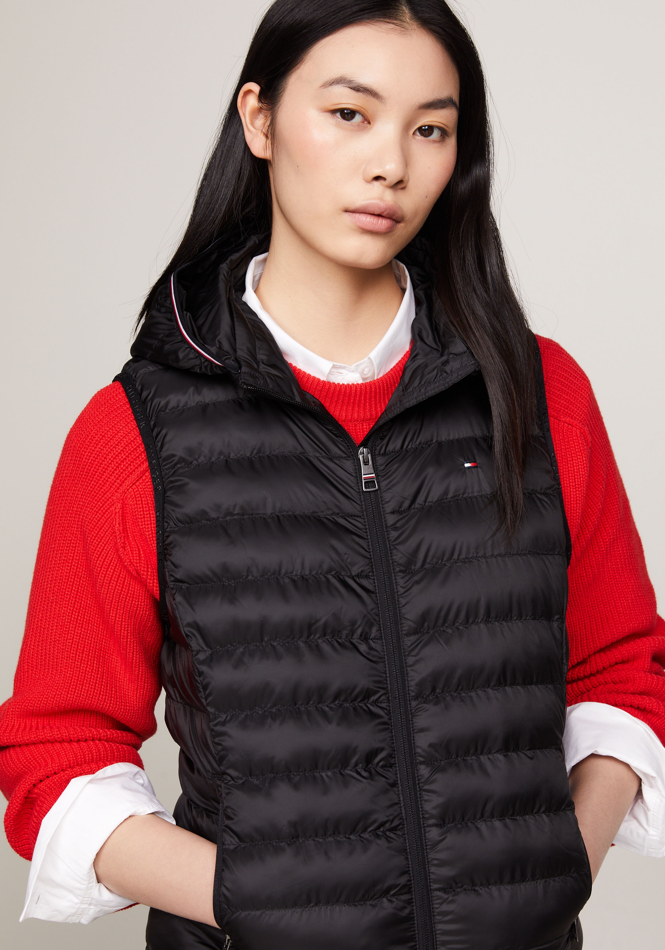 Tommy Hilfiger Steppweste »LW PADDED GLOBAL STRIPE VEST«, (Global Serie TH WOMEN), Reißverschlusstaschen