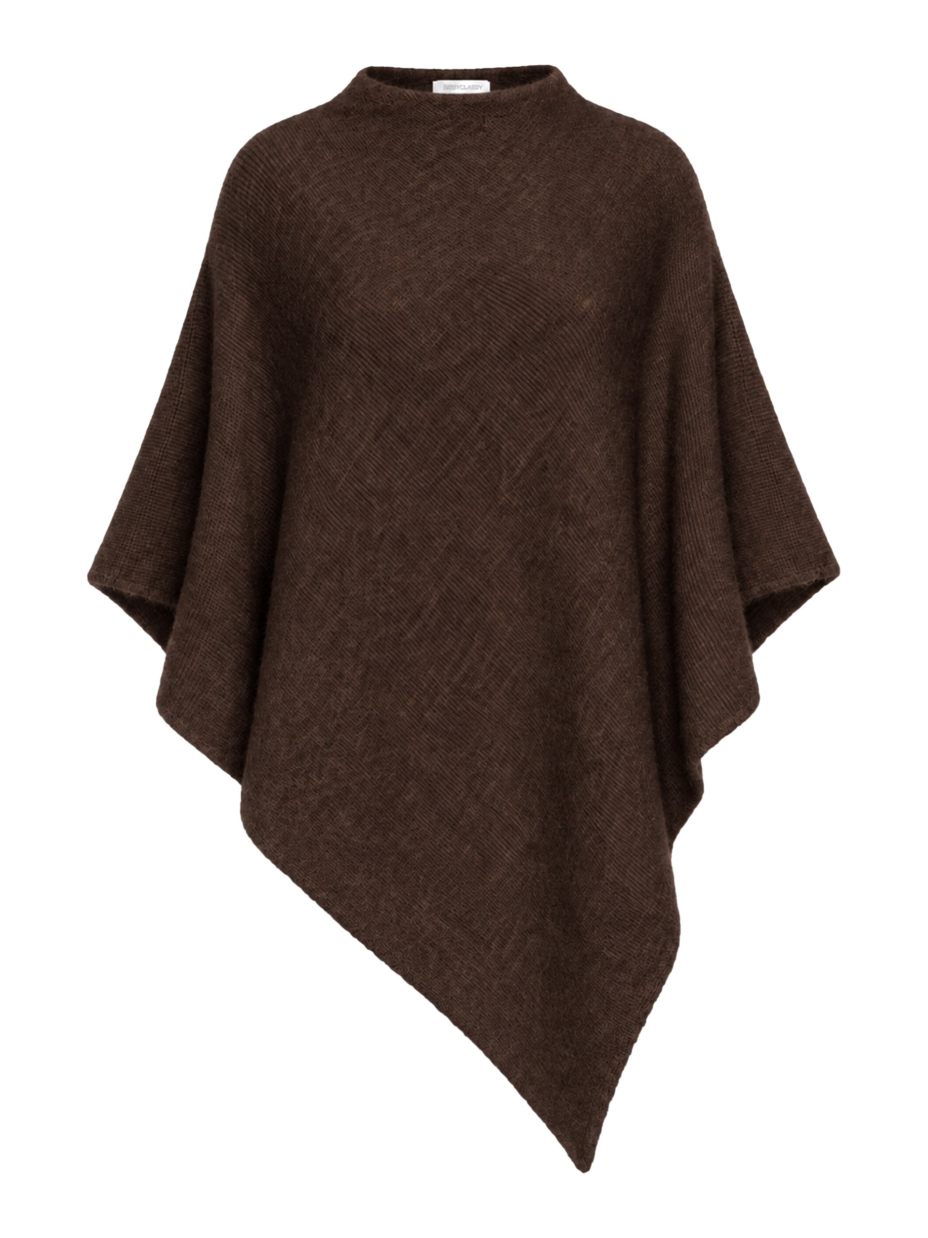SASSYCLASSY Strickponcho »Poncho mit Wollanteil« Poncho mit Stehkragen in Offwhite