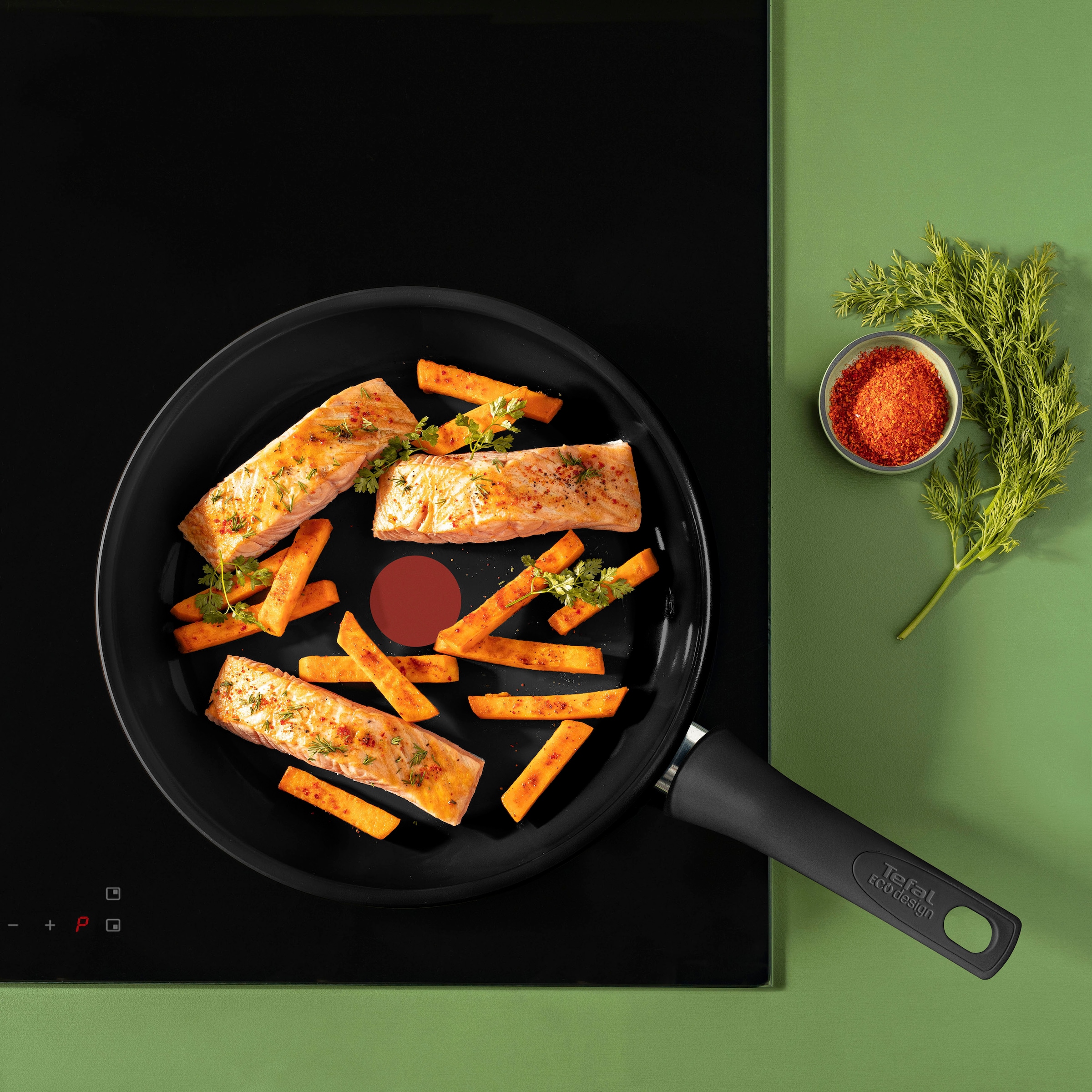 Tefal Bratpfanne »Renew On Black«, Aluminium, (1 tlg.), umweltfreundlich, recycelt, Thermo-Signal, geeignet für Induktion