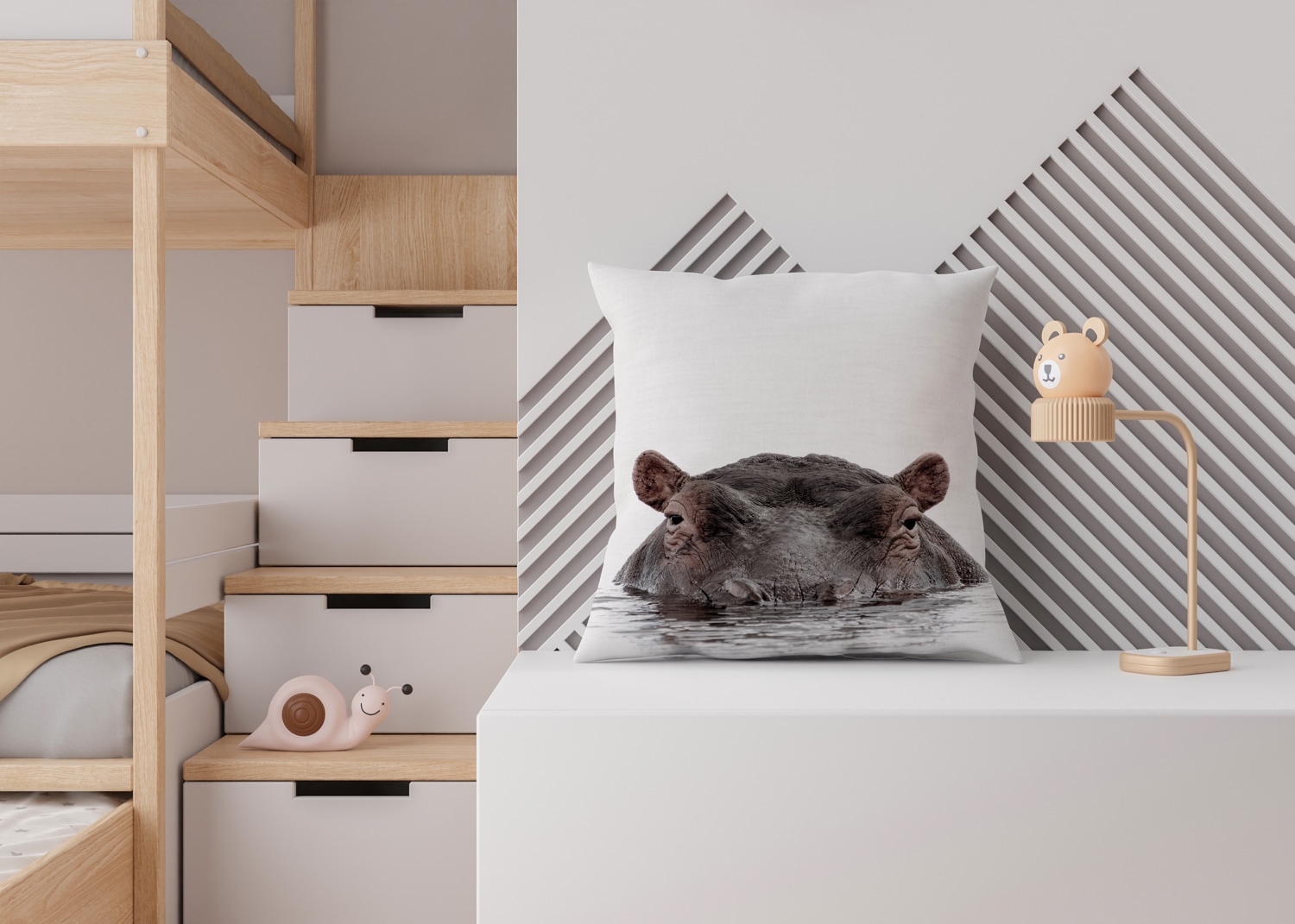 queence Dekokissen »Flußpferd«, Kissenhülle mit HD Premium Druck, geruchsneutral, 40x40cm