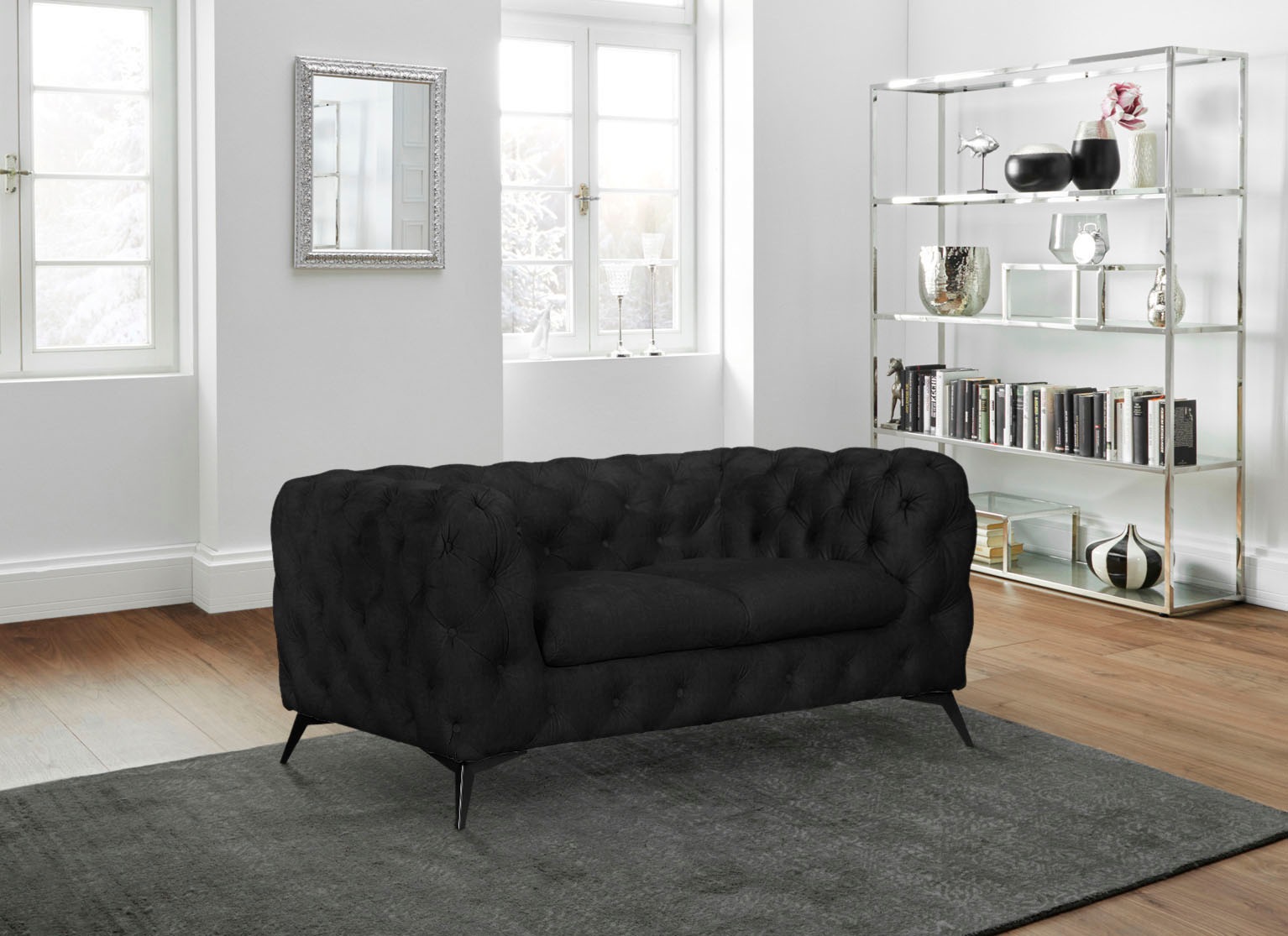 Leonique Chesterfield-Sofa »Glynis«, aufwändige Knopfheftung, moderne Chesterfield Optik, Fußfarbe wählbar