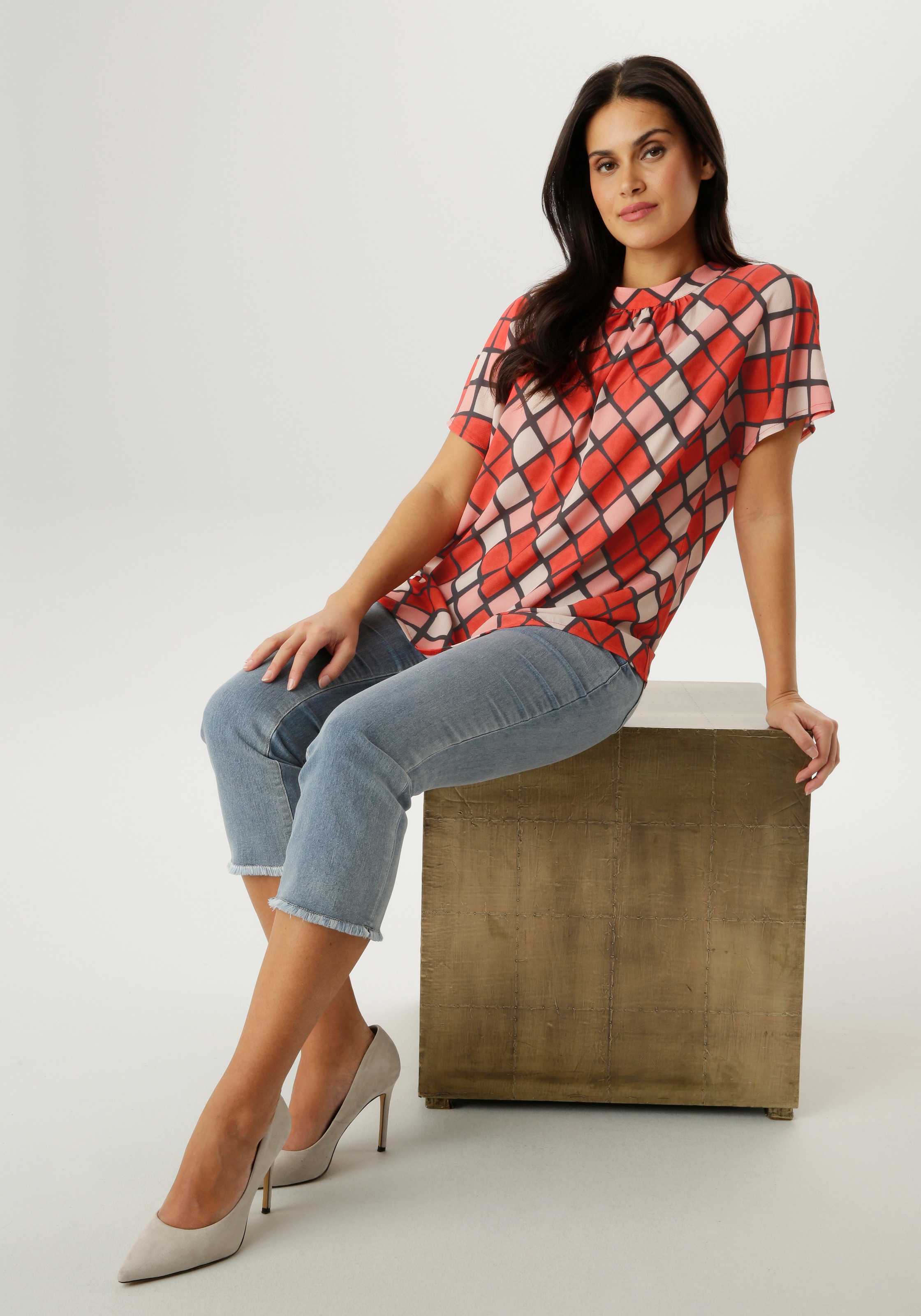 Aniston SELECTED Kurzarmbluse in extra weiter Form - NEUE KOLLEKTION