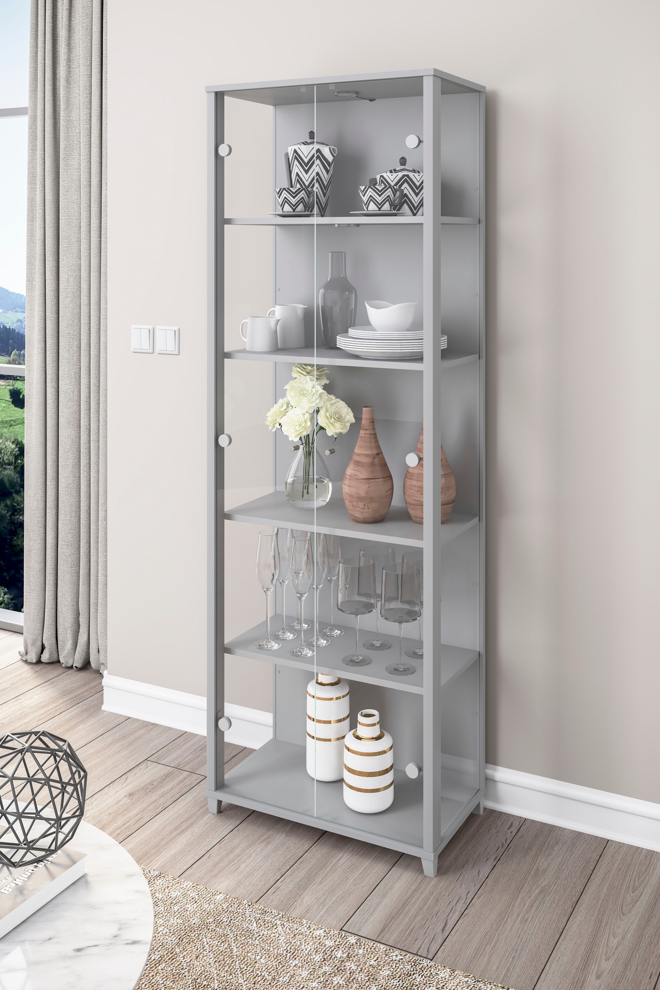 fif möbel Vitrine »OPTIMA« Standvitrine, Vitrinenschrank, Glasvitrine, Sammlervitrine