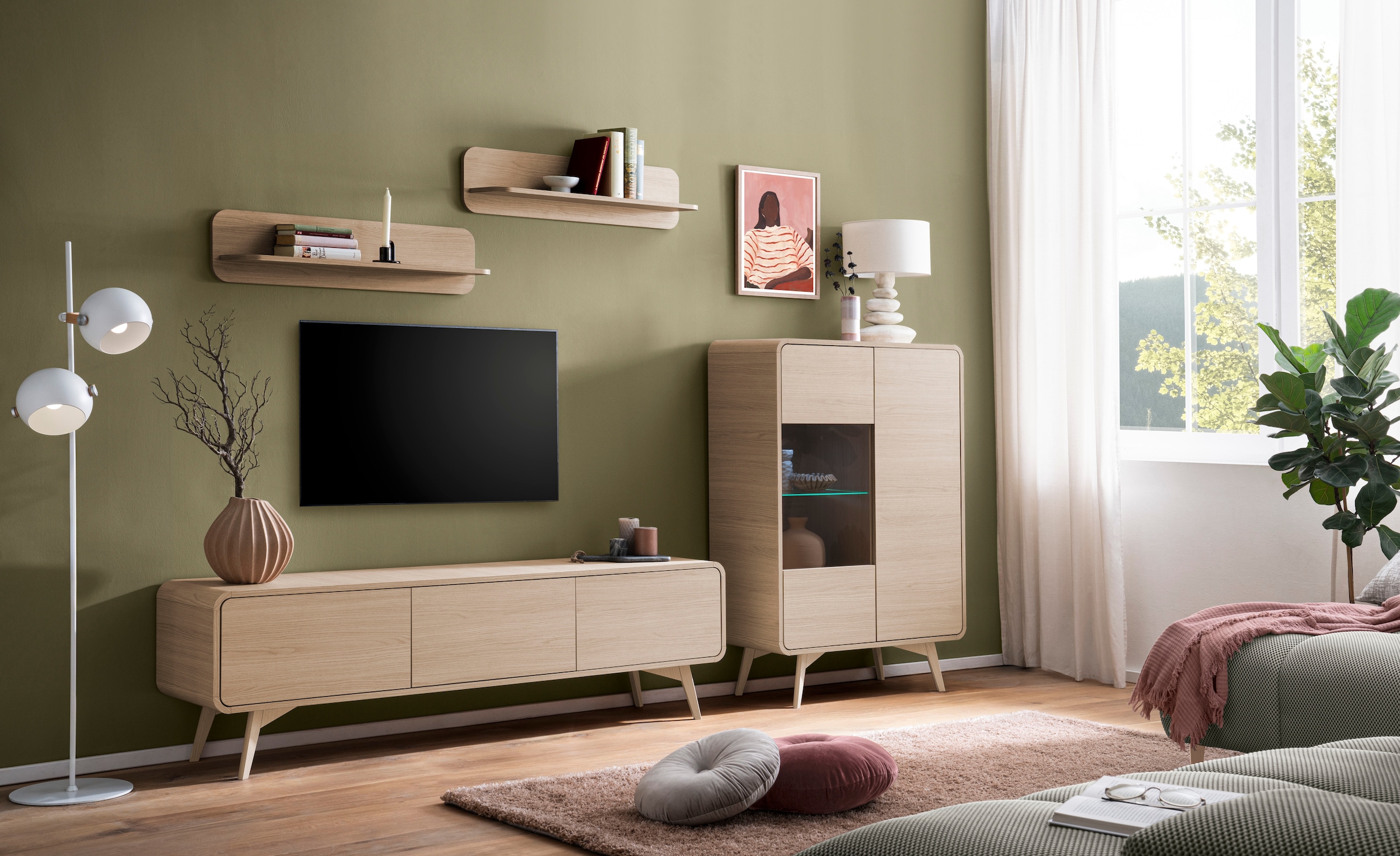 Home affaire Wohnwand »Torsby, moderne Anbauwand, Komplettset im Scandi-Stil« Set, 4 Stk. tlg.