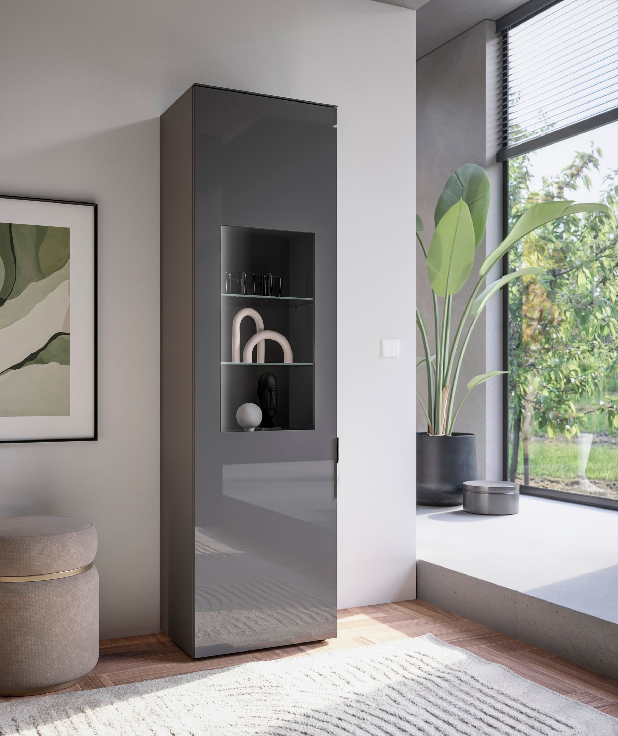 HBZ Vitrine 1 Stk. tlg. Breite 55cm, Glasfronten & Glasoberboden