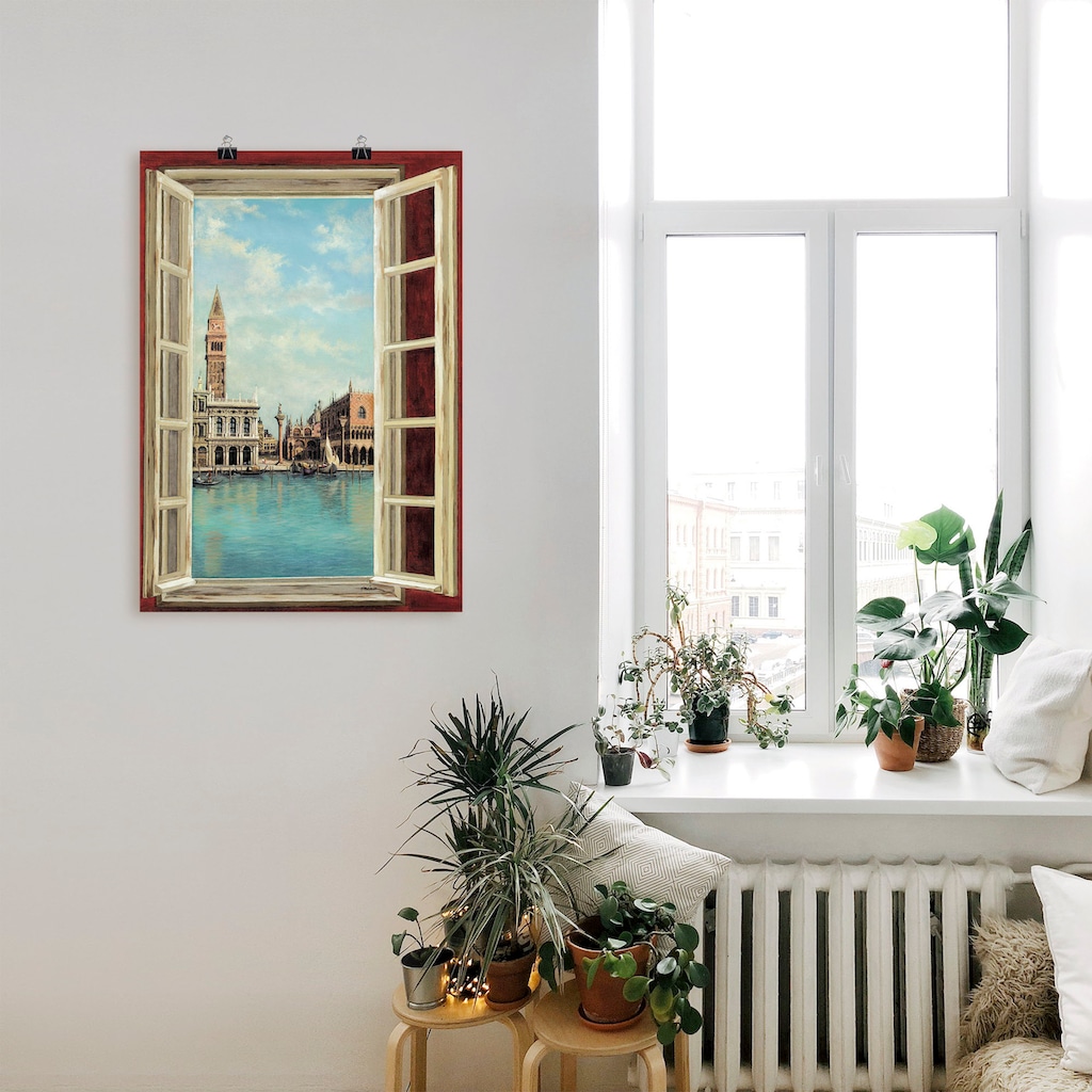 Artland Wandbild »Fenster mit Blick auf Venedig«, Fensterblick, (1 St.)