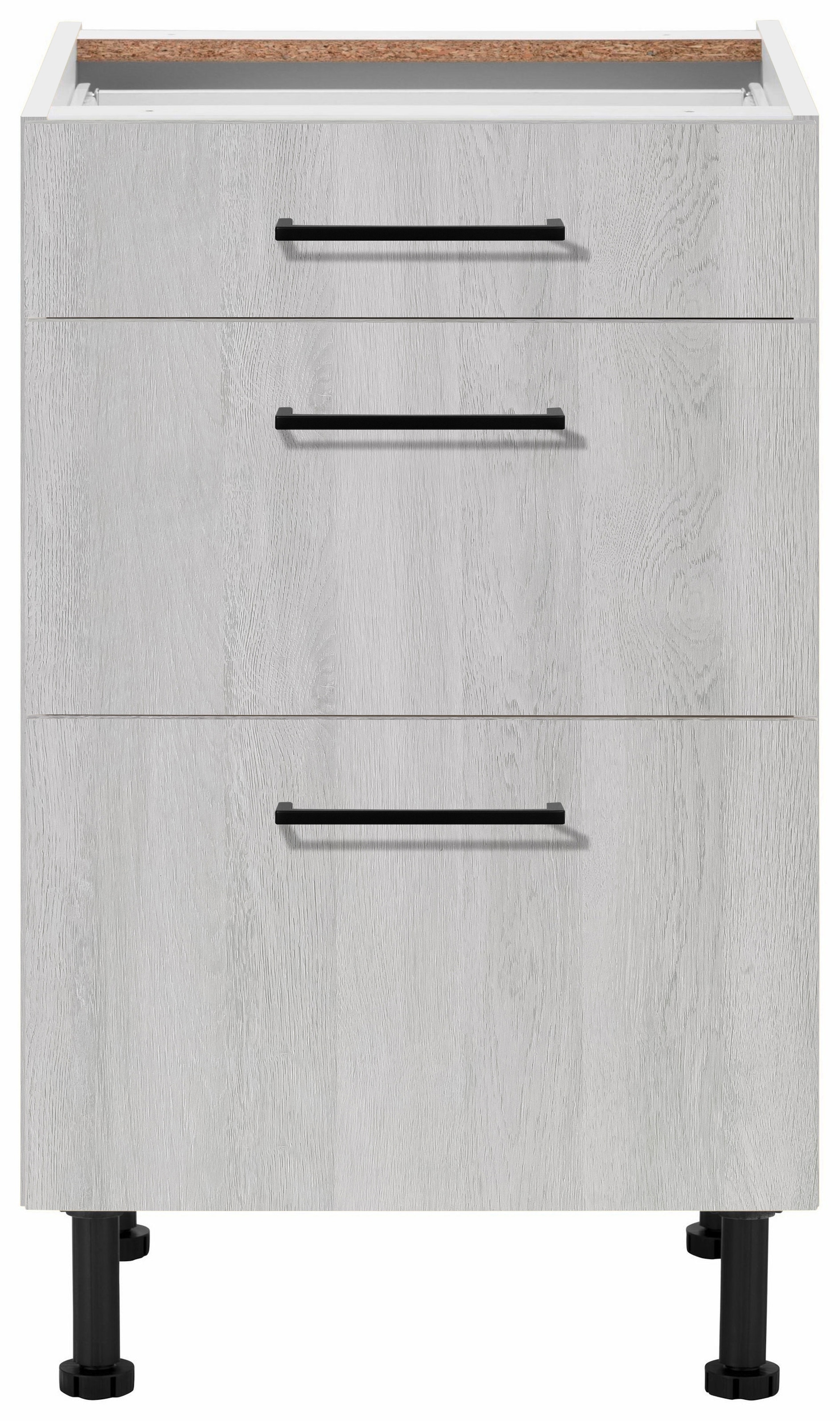 wiho Küchen Unterschrank »Nisos«, 50 cm breit, Soft-Close in Schubladen, verstellbare Füße, ohne Platte