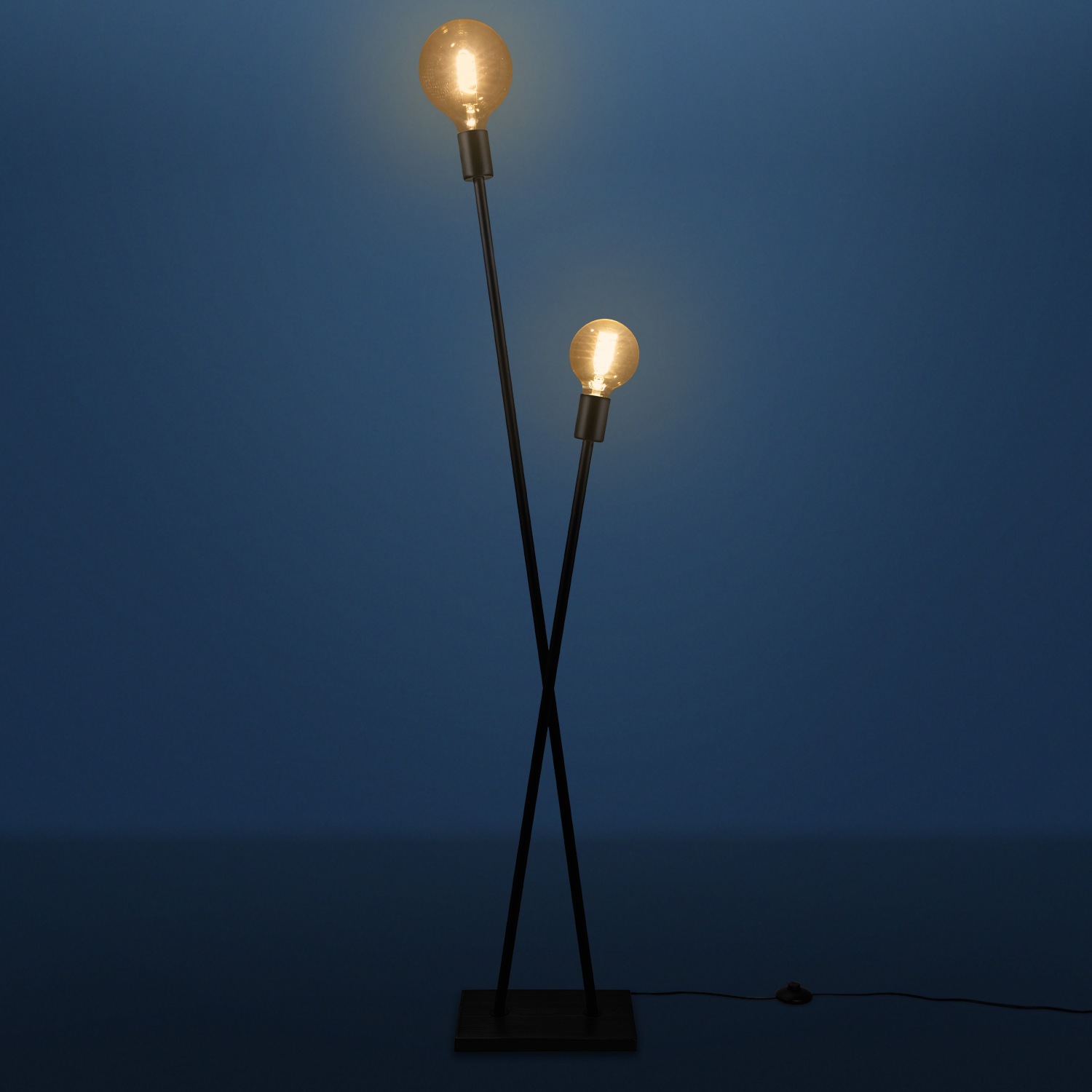 Paco Home Stehlampe »IKS«, 2 flammig, Leuchtmittel E27 | ohne Leuchtmittel, Stehlampe LED Lampe Wohnzimmer Vintage Retro Industrial Design E27