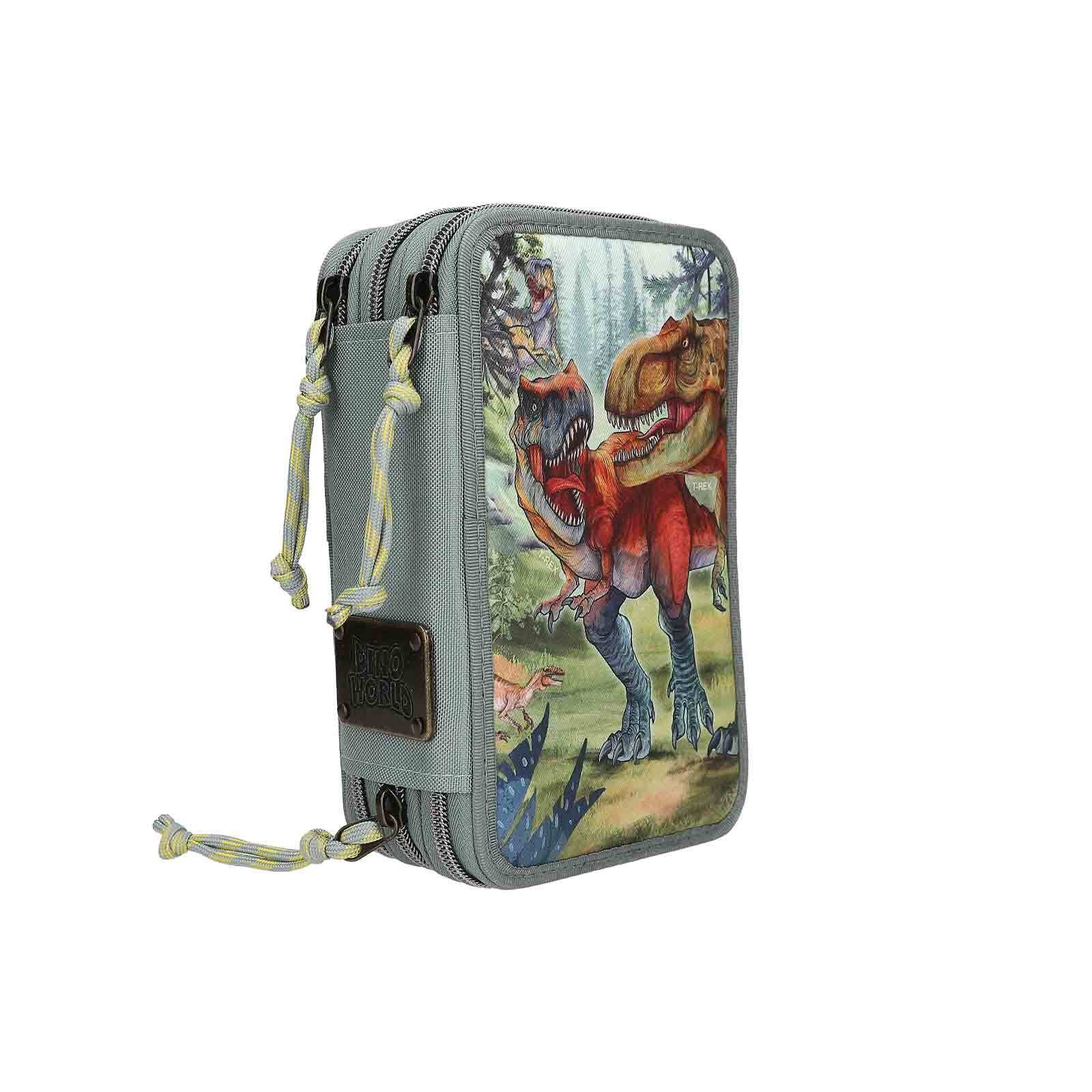 Depesche Buntstift »3-Fach Federtasche BITE inkl. Stifte Dino World 20 x 13 x 7,5 cm grau-grün«