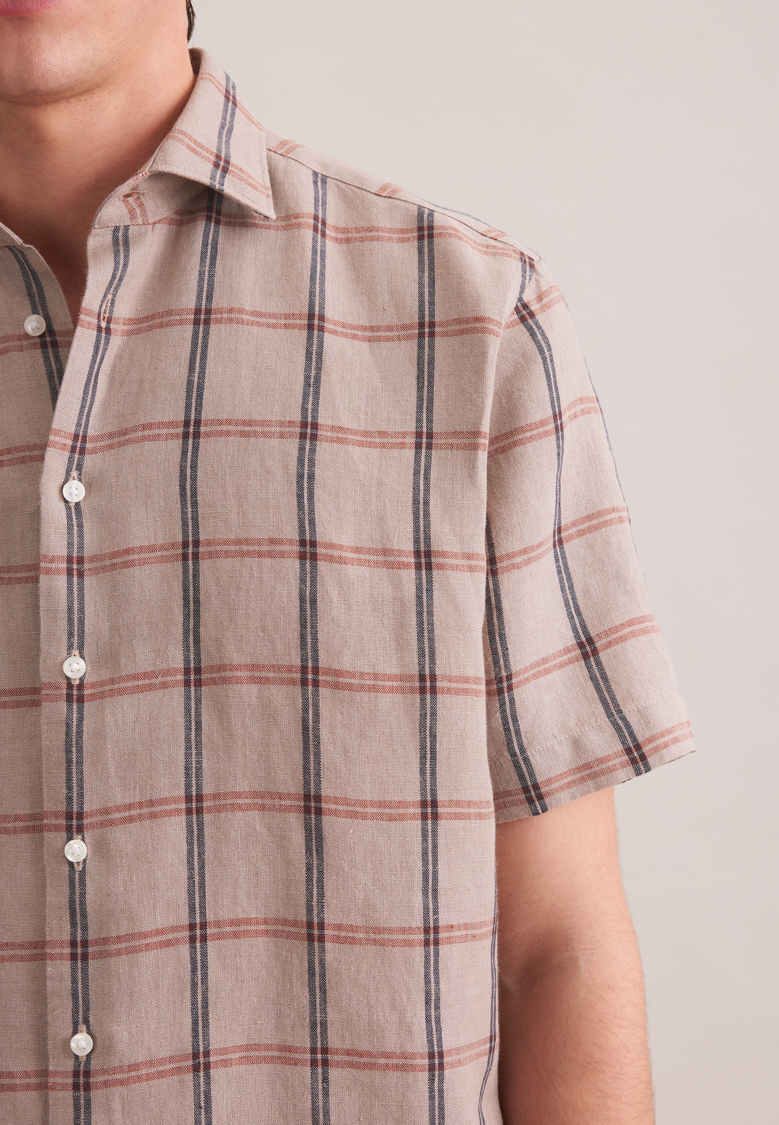 seidensticker Leinenhemd »Schwarze Rose« Regular 1/2 Kentkragen Karo