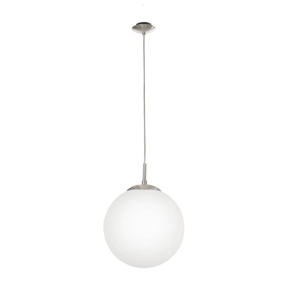 EGLO Hängeleuchte »RONDO Pendellampe, Metall in silber, Glas in Opal matt weiß, E27«, 1 flammig, Leuchtmittel E27 | Leuchtmittel wechselbar-ohne Leuchtmittel, Esszimmerlampe, zeitloses Design, modern, schlicht, 110x30cm