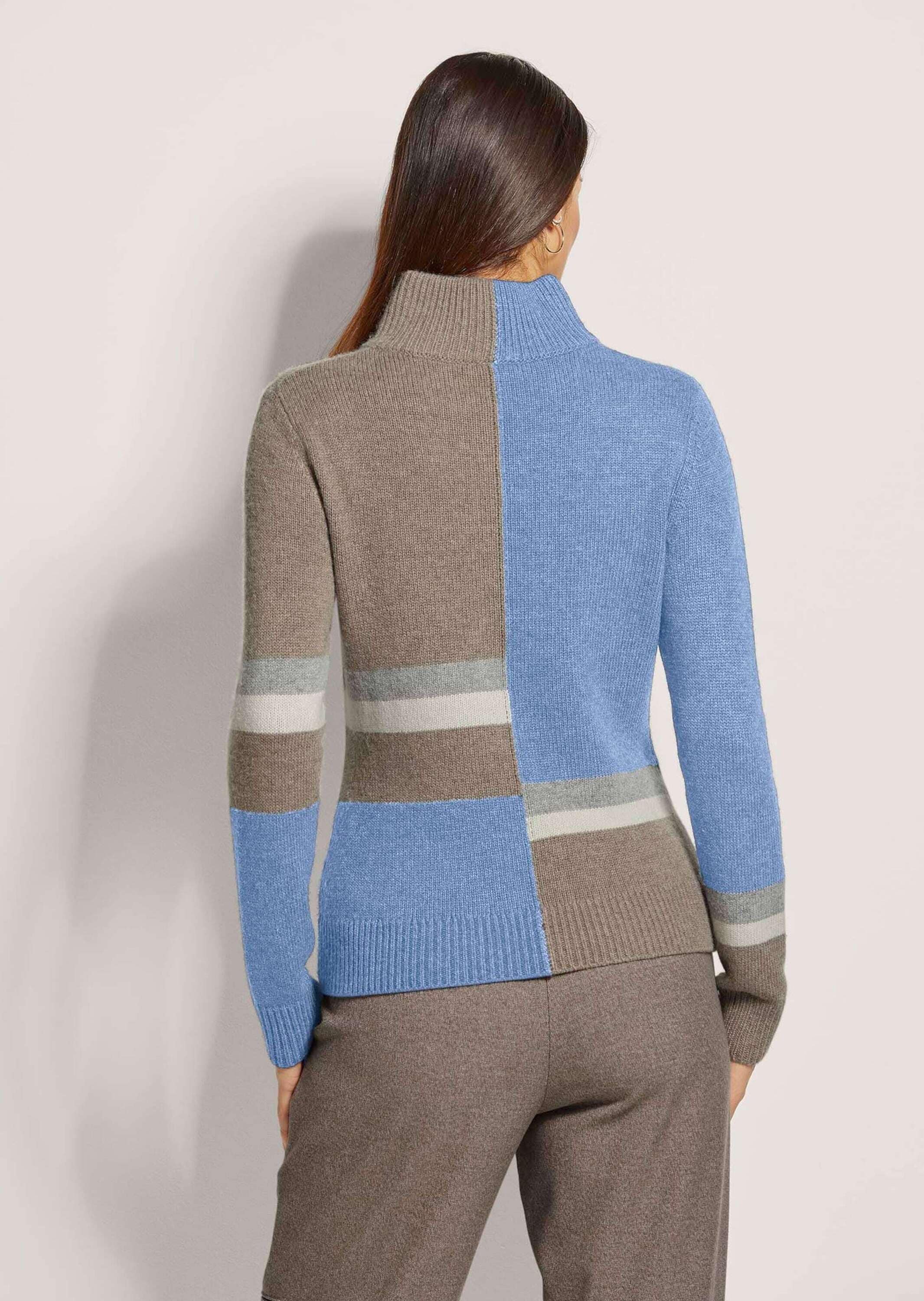 MADELEINE Longpullover »Pullover Stehkragen-Pullover mit Intarsien«