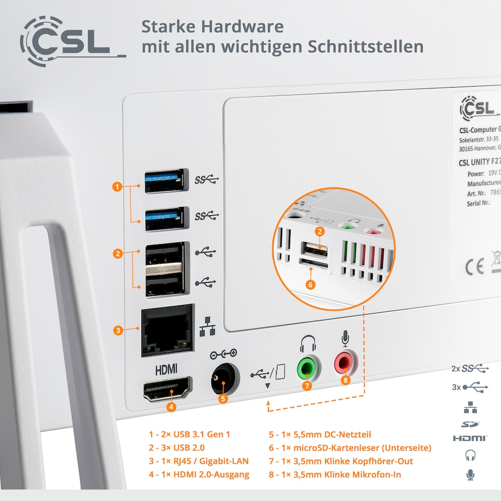 CSL All-in-One PC »Unity F27-GLS mit Windows 10 Pro«