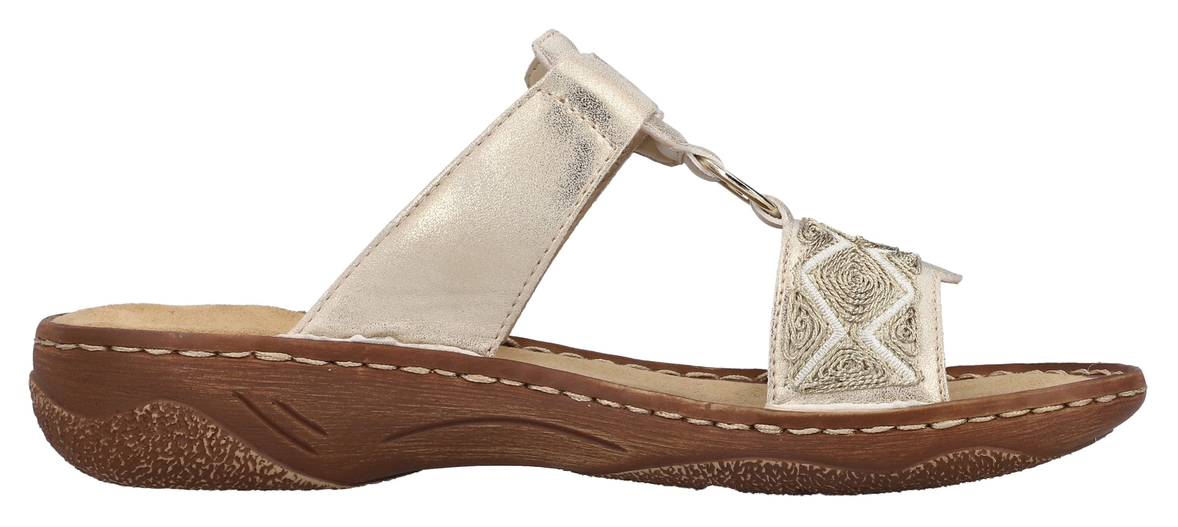 Rieker Pantolette, Sommerschuh, Strandschuh, Schlappen, Urlaubschuh mit Klettverschluss