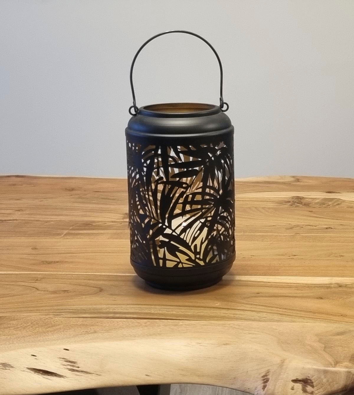 Ambiente Haus Kerzenlaterne »Laterne Palmdesign Metall - (H) 36 cm«, (1 St.)