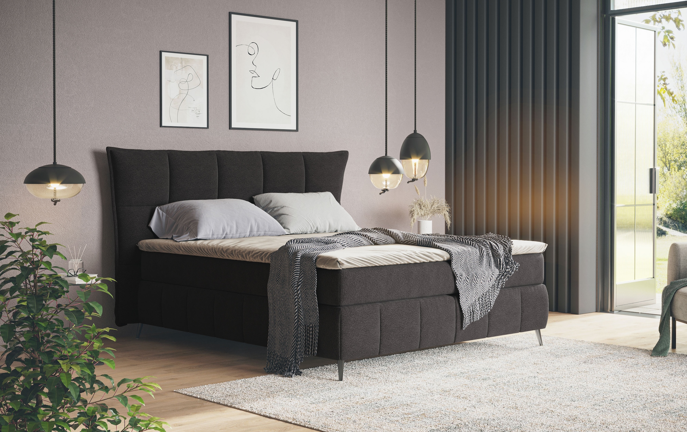 COTTA Boxspringbett »Sarah«, inkl. Topper, 2 Matratzenkerne, Härtegrade H2, H3 oder H4