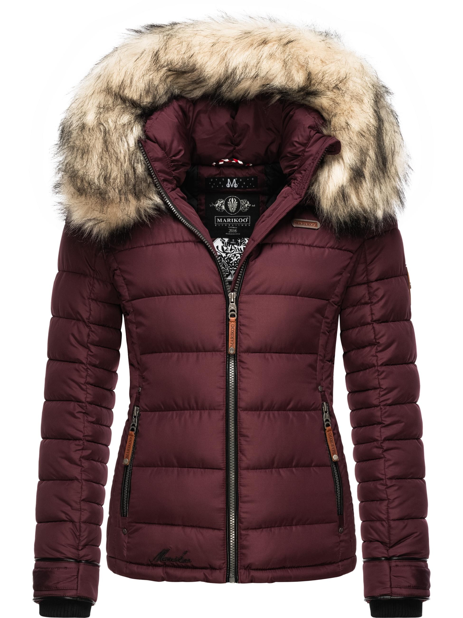 Marikoo Winterjacke »Winterjacke Lerikaa«, mit Kapuze, Winter Steppjacke mit abnehmbarem Kunstfell