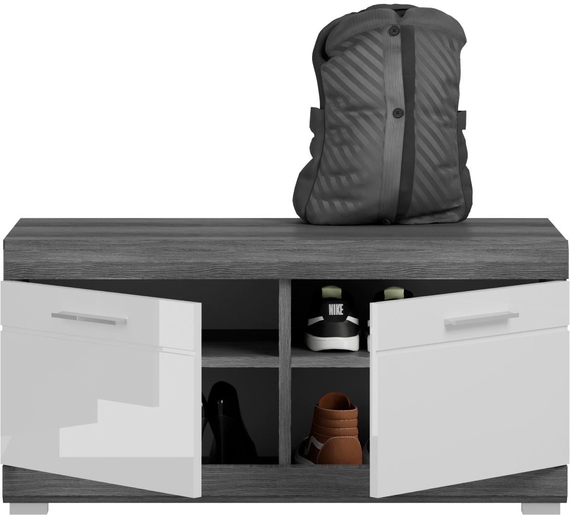 INOSIGN Garderoben-Set »Siena, Fronten mit hochwertiger Rillenfräsung, 3-teilig,bestehend aus:«, (3 St.), Garderobenschrank, Sitzbank & Garderobenpaneel