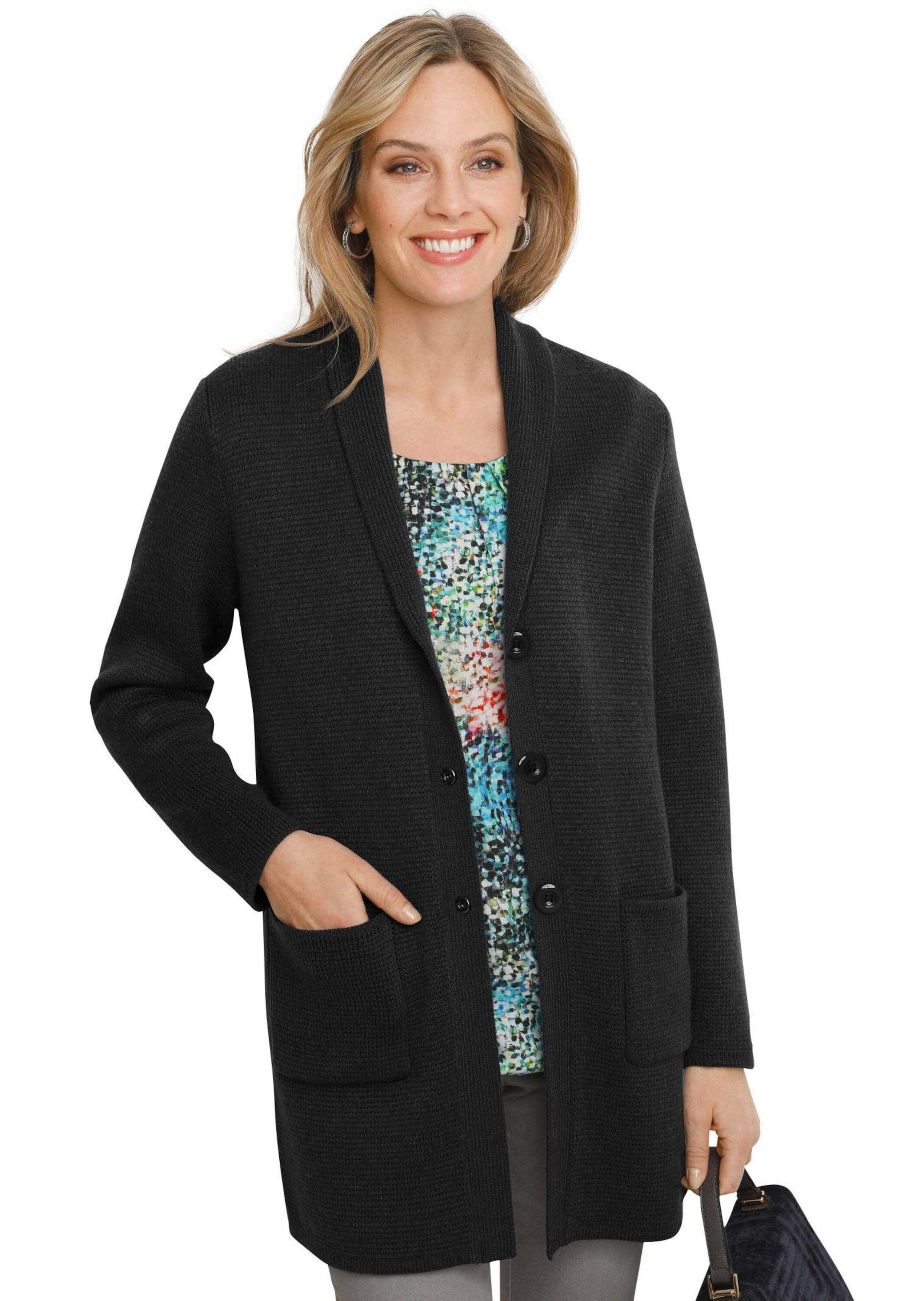 GOLDNER Strickjacke »Kurzgröße Kuschelweiche, kaschierende Strickjacke« Ohne