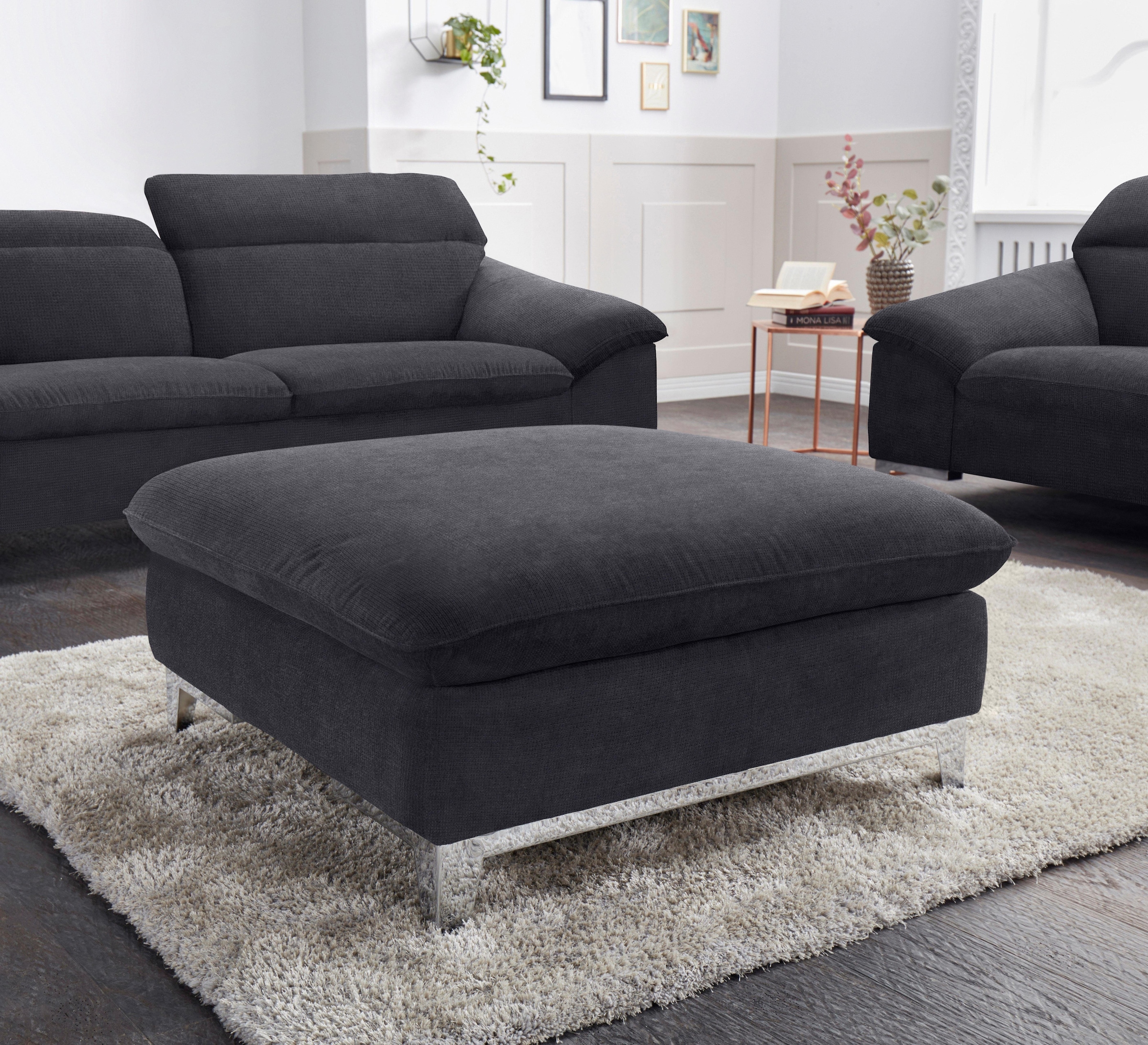COTTA Polstergarnitur »Teresa L-Form«, (Set), Set bestehend aus: Ecksofa mit Kopfteilverstellung & Hocker