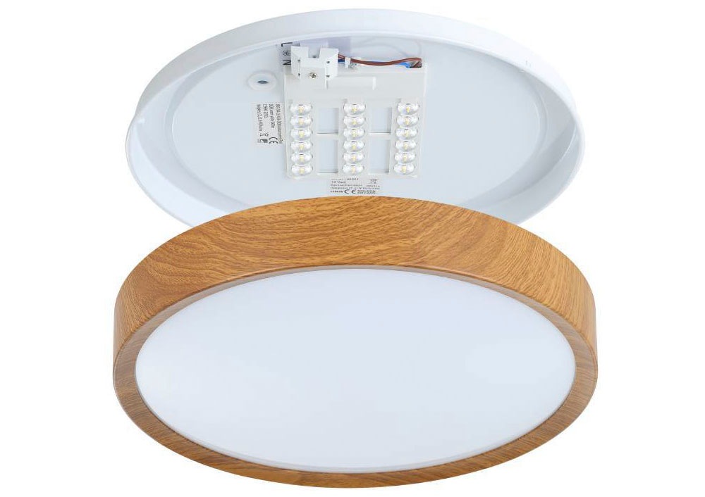 EGLO Deckenleuchte »MUSURITA Deckenlampe, Wohnzimmerlampe, Holz-Optik, Stahl + Kunststoff«, 1 flammig, Leuchtmittel LED-Modul | LED wechselbar, LED Deckenlampe, Wohnzimmer, Schlafzimmer, Küche, Flur, modern, 34x6cm