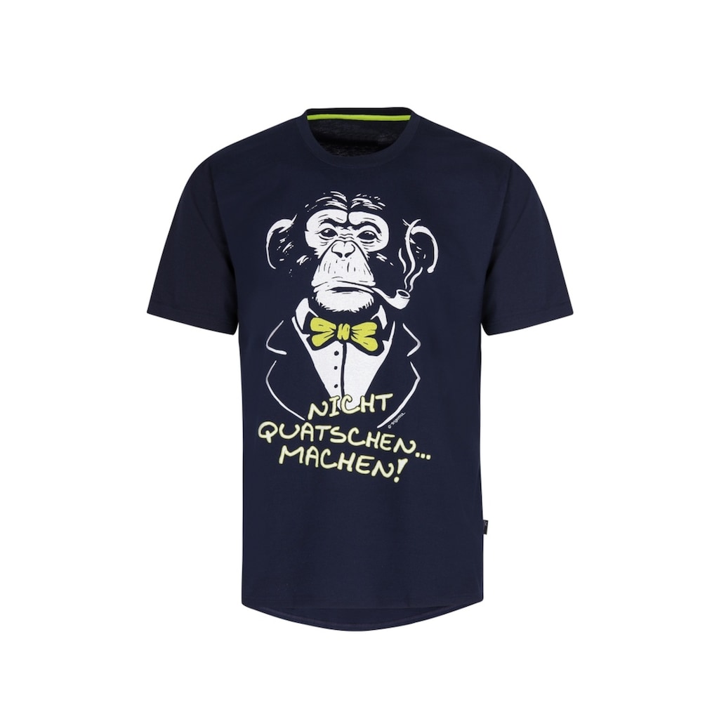 Trigema T-Shirt »TRIGEMA T-Shirt mit Affen-Druckmotiv und Spruch«, (1 tlg.)