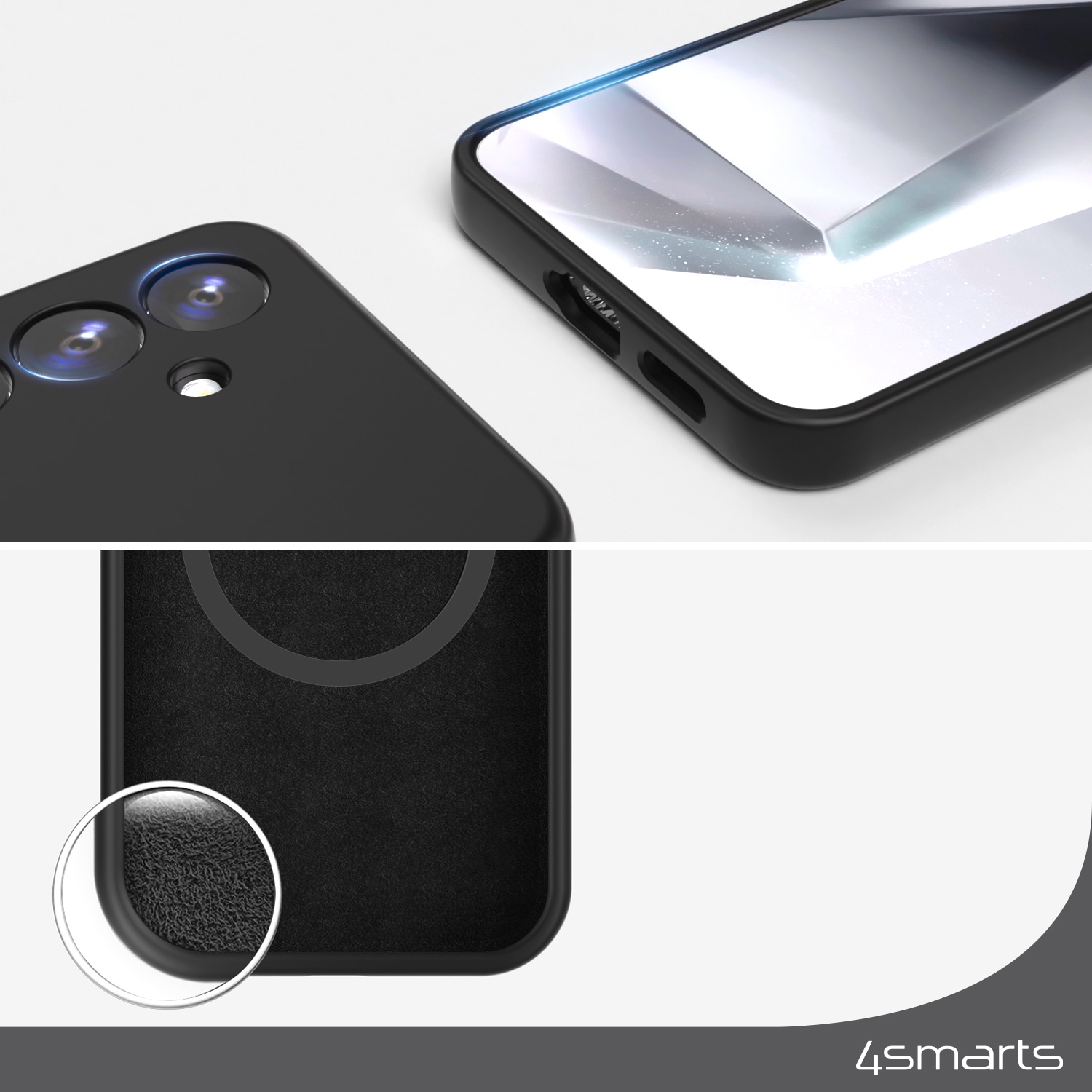 4smarts Handyhülle »Silikon Case Cupertino für Samsung Galaxy S24«, Handyschutzhülle, Sturzschutz, Backcover, Schutzhülle, sturzfest, Qi2