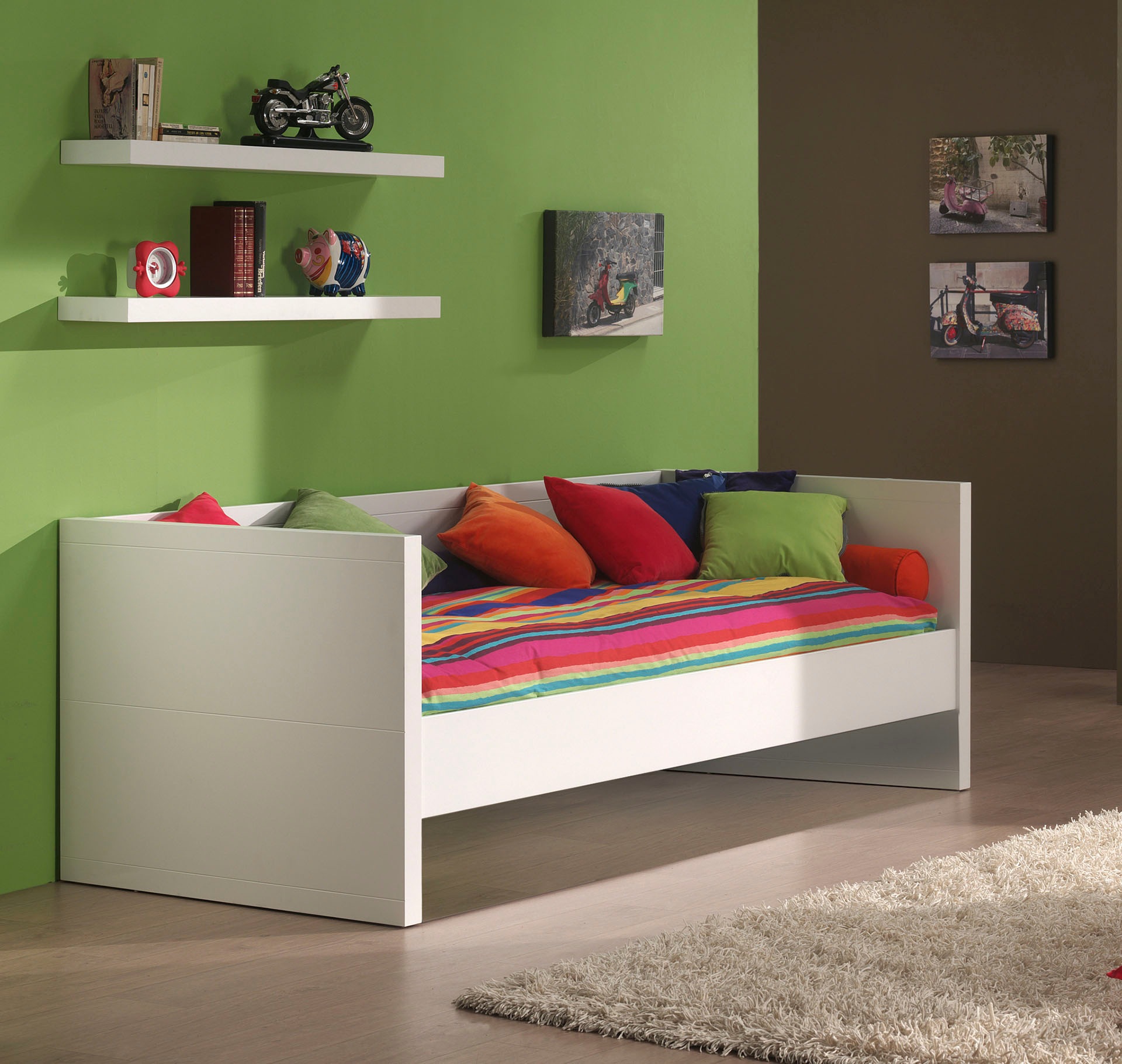 Vipack Einzelbett, (Made in Europe), mit gradliniger Optik und Liegefläche 90x200 cm, Weiß lackiert