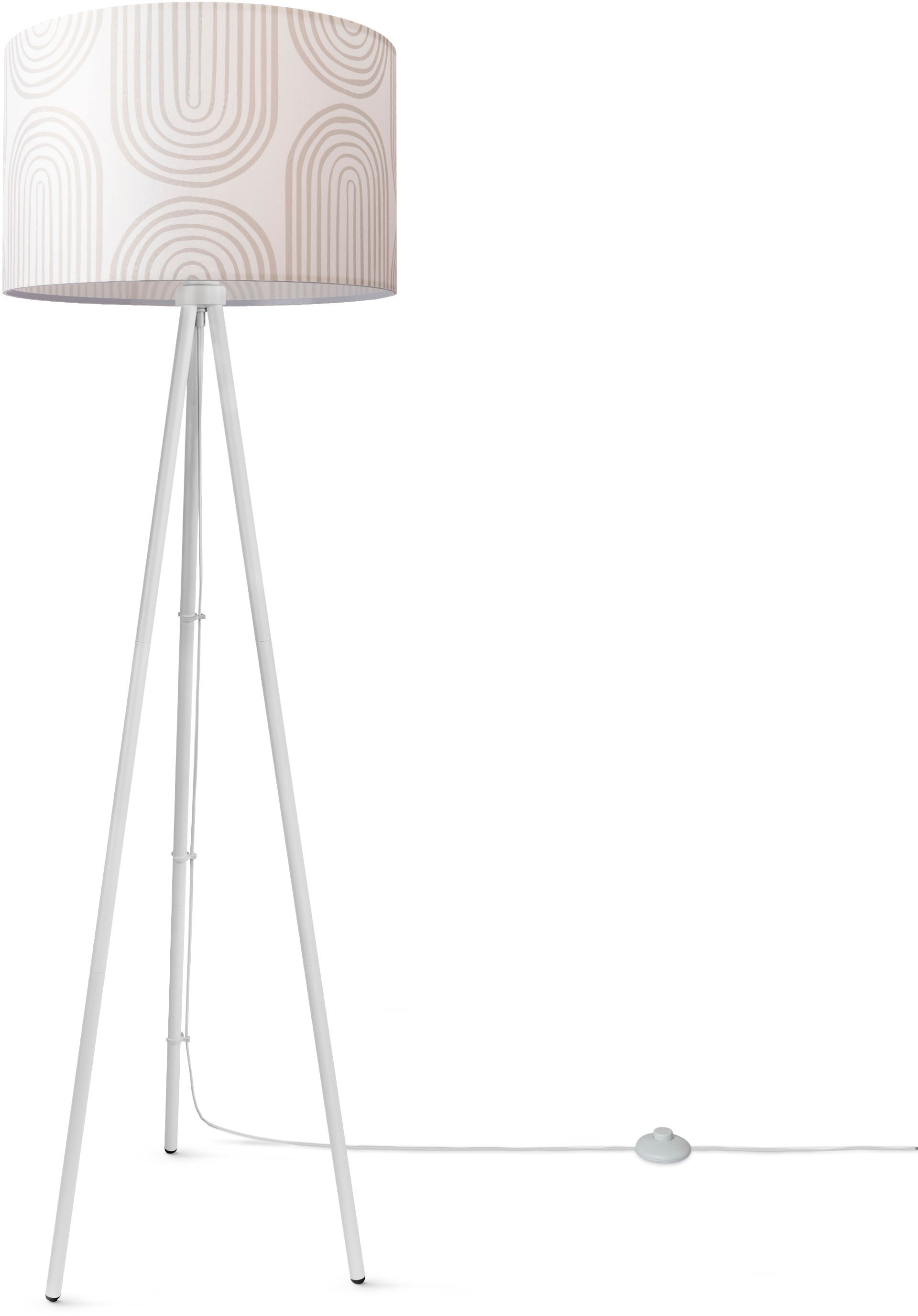 Paco Home Stehlampe »Trina Pillar«, Leuchtmittel E27 | ohne Leuchtmittel, Stativ Wohnzimmer Dreibein Stehlampe Mit Stoffschirm Retro Modern