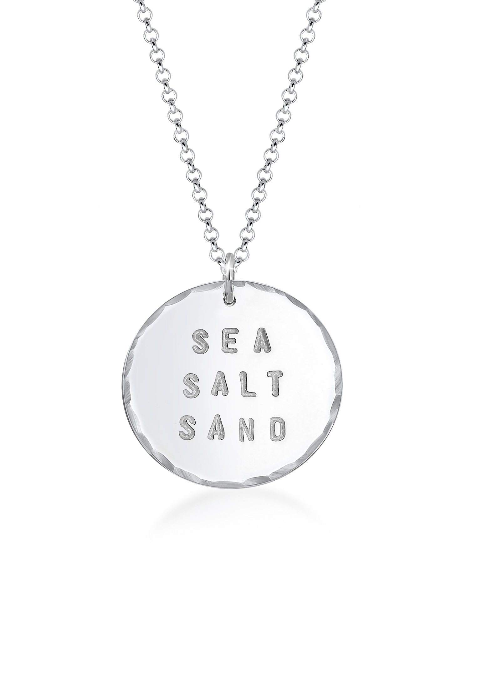 Elli Collierkettchen »Sommer Sea Salt Sand Wording Plättchen 925 Silber«