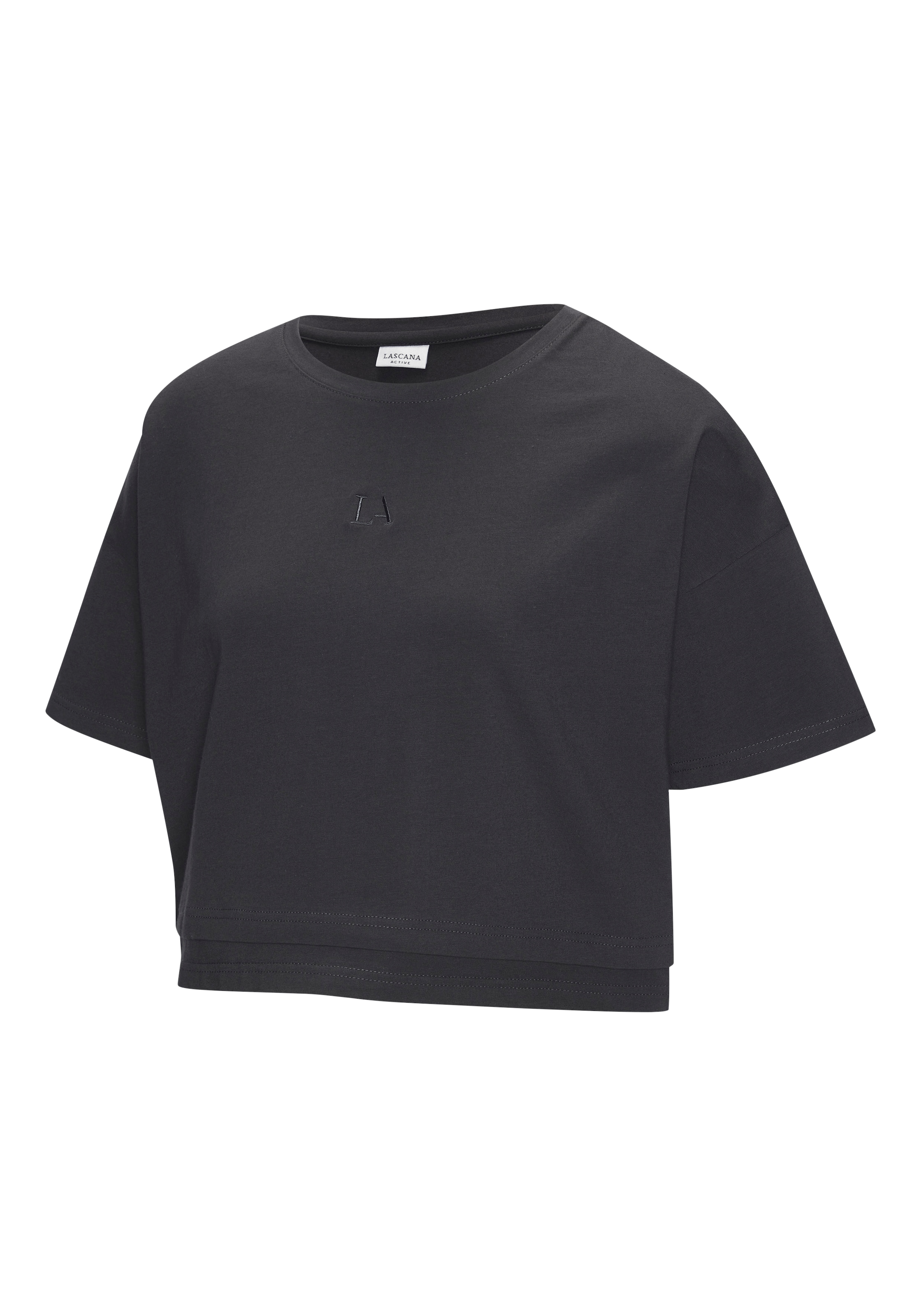 LASCANA Kurzarmshirt mit kastigem Schnitt und Lagen-Look